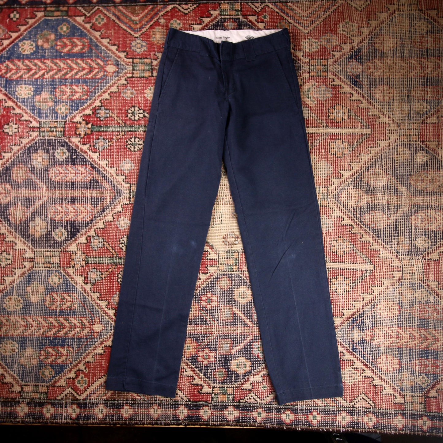 Dickies W26 L30 Straight Leg Blue Cotton Blend Trousers
