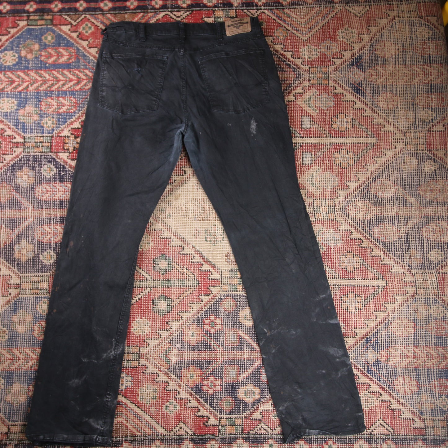Wrangler W34 L30 Straight Leg Regular Fit Black Denim Trousers