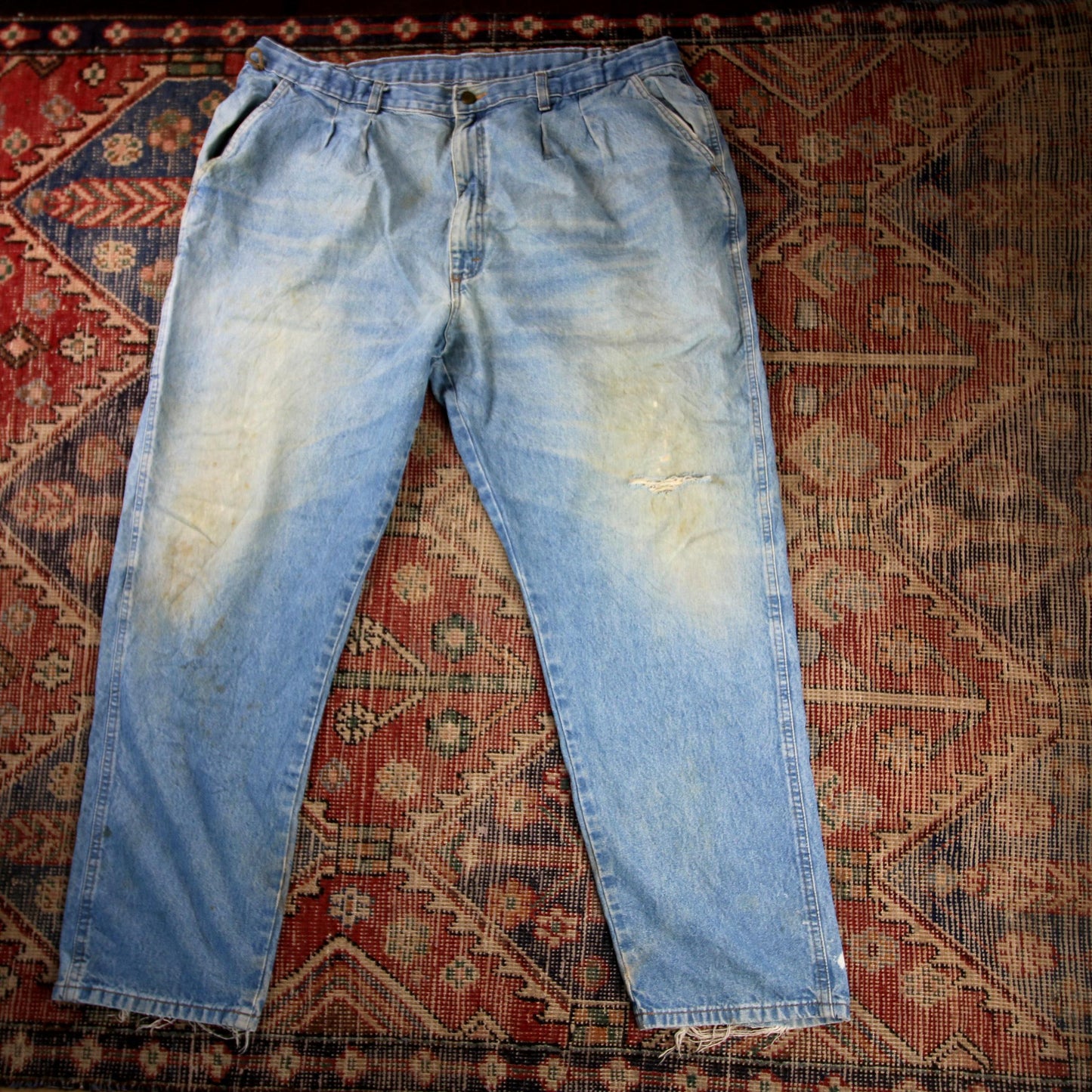 Wrangler W40 L30 Carpenter Style Classic Ripped Style Blue Denim Jeans