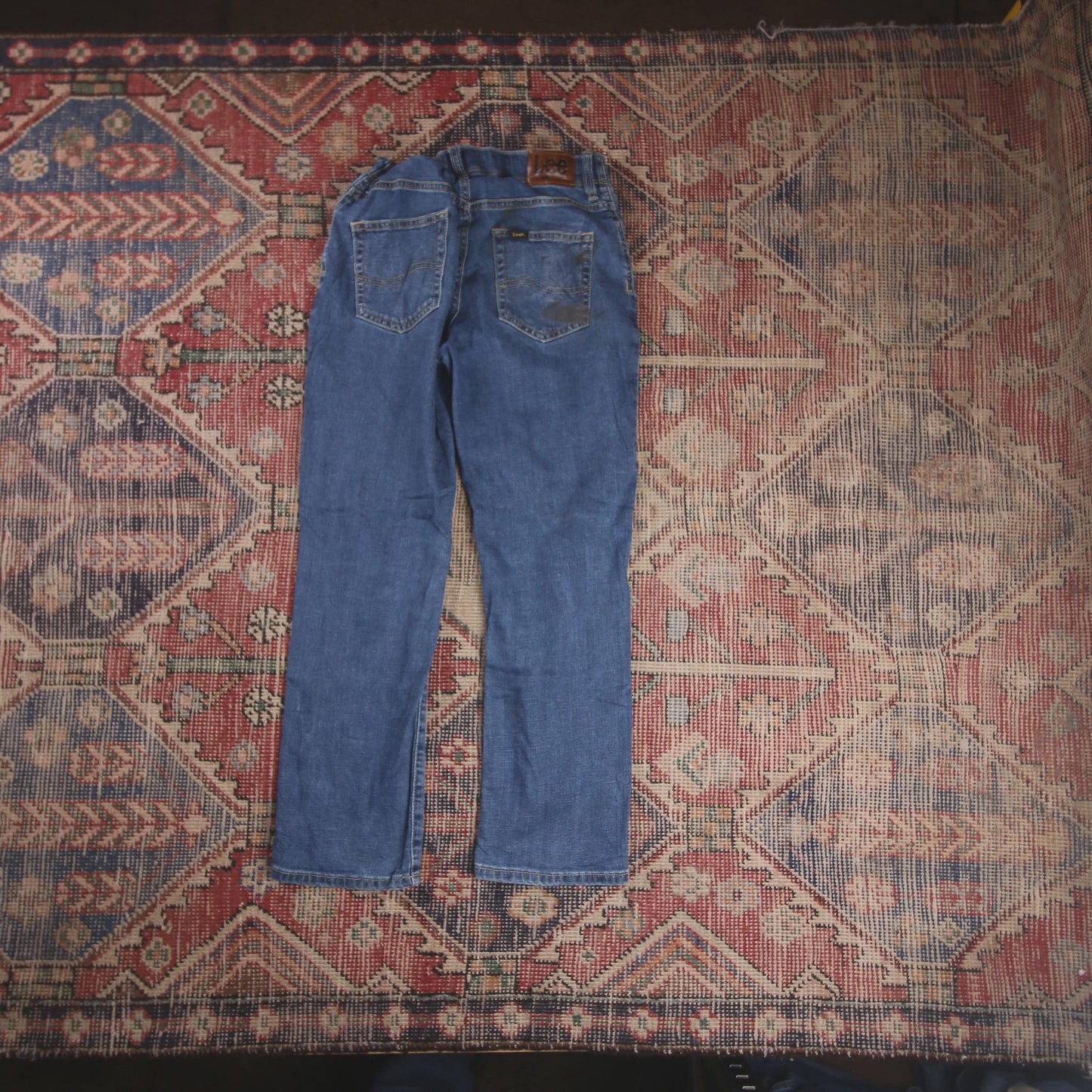 Lee W28 L24 Straight Leg Blue Denim Jeans