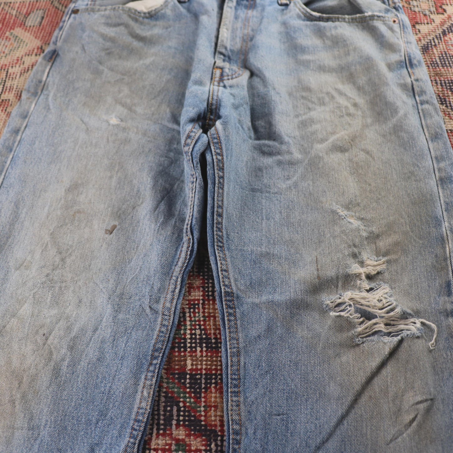 Levi's 505 Red Tab W36 L28 Straight Leg Regular Fit Classic Ripped Style Blue De