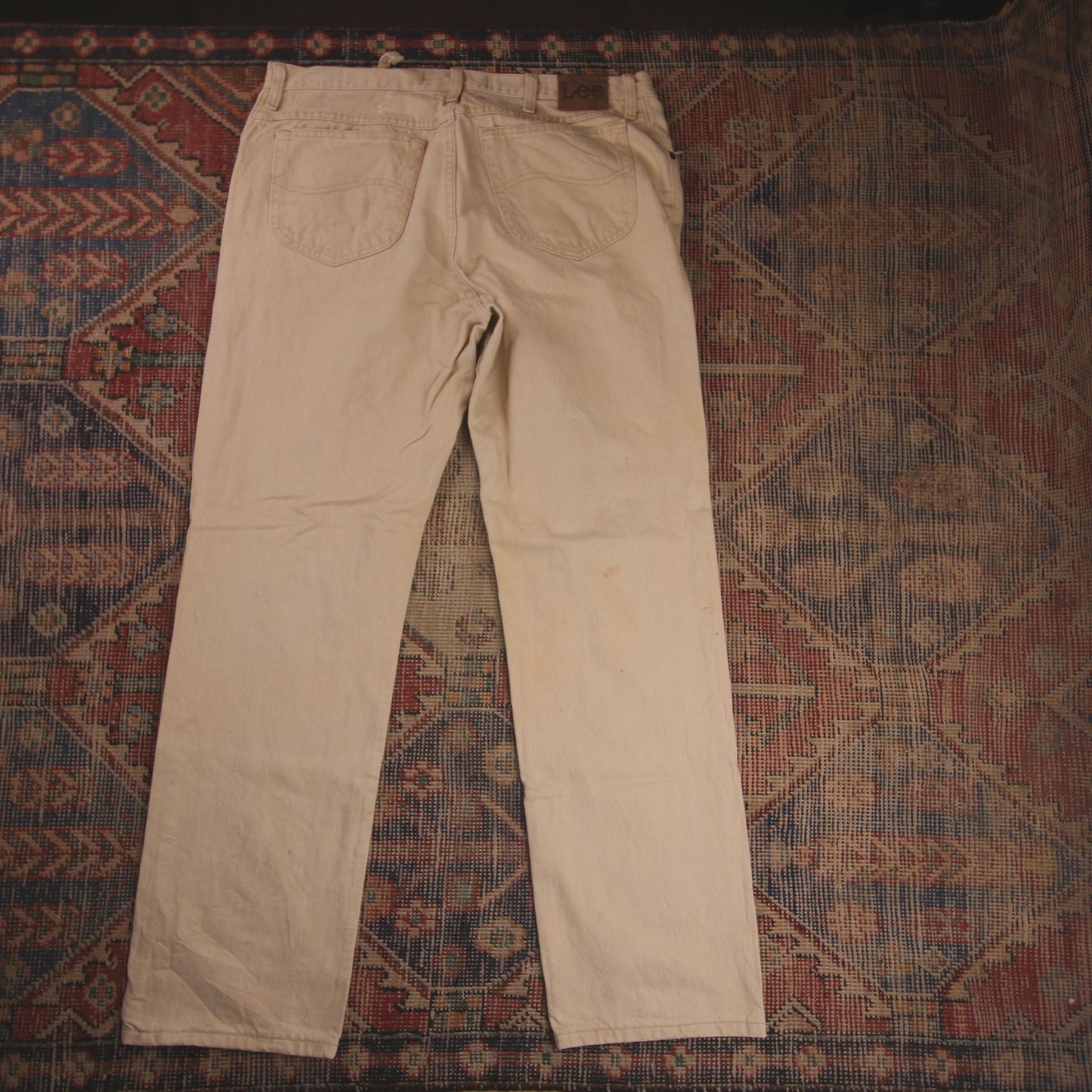 Lee W36 L32 Straight Leg Loose Fit Beige Denim Jeans
