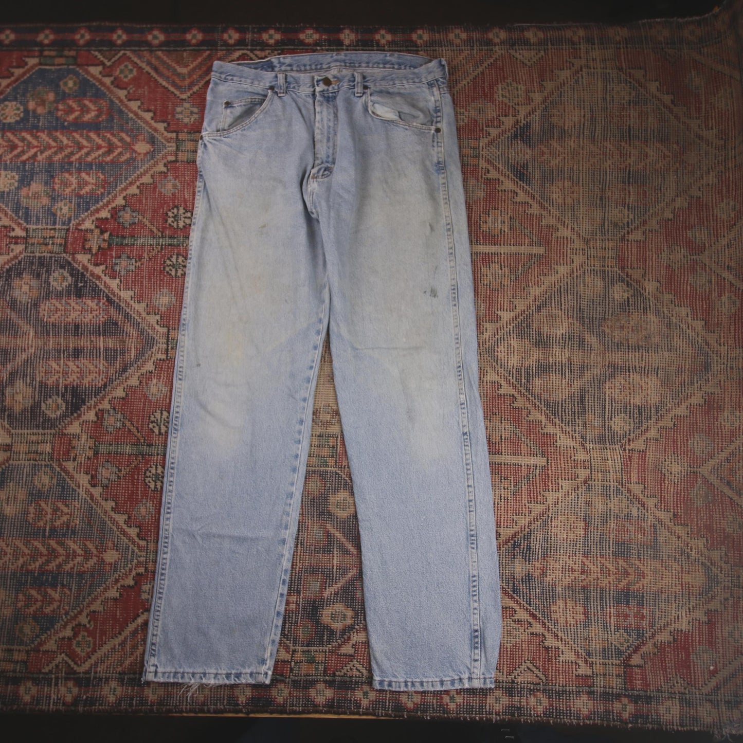 Wrangler W34 L30 Straight Leg Relaxed Fit Blue Denim Jeans