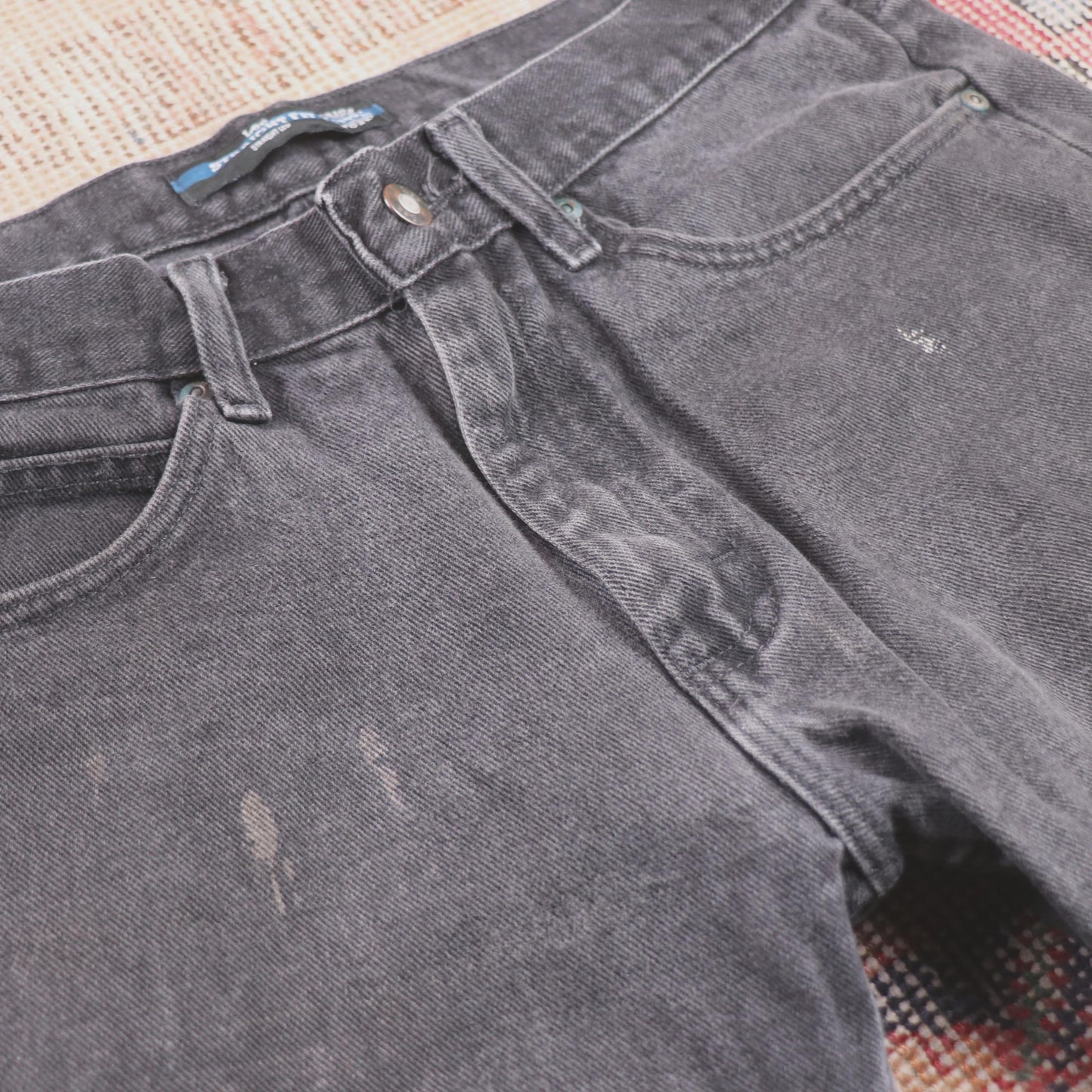 Lee W32 L29 Straight Leg Loose Fit Black Denim Jeans