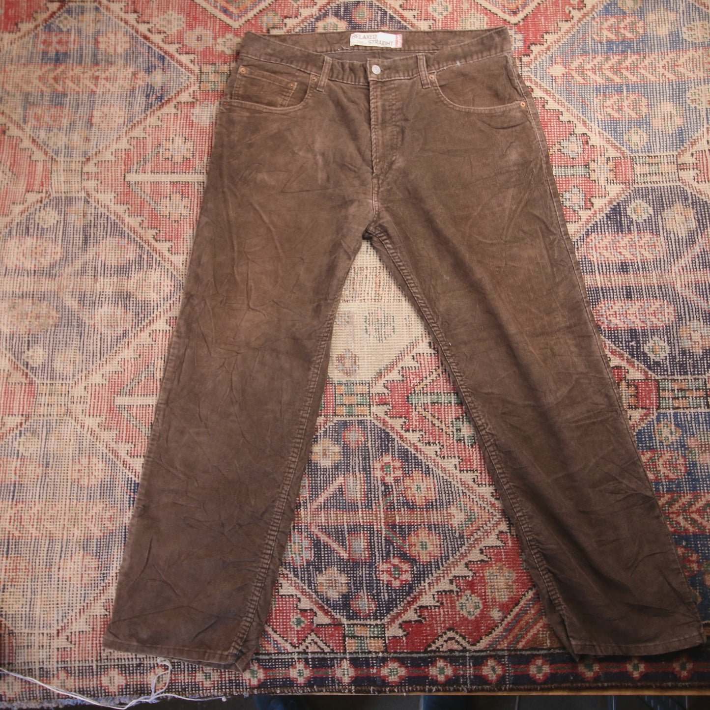 Levi's 559 W34 L28 Straight Leg Relaxed Fit Brown Corduroy Trousers