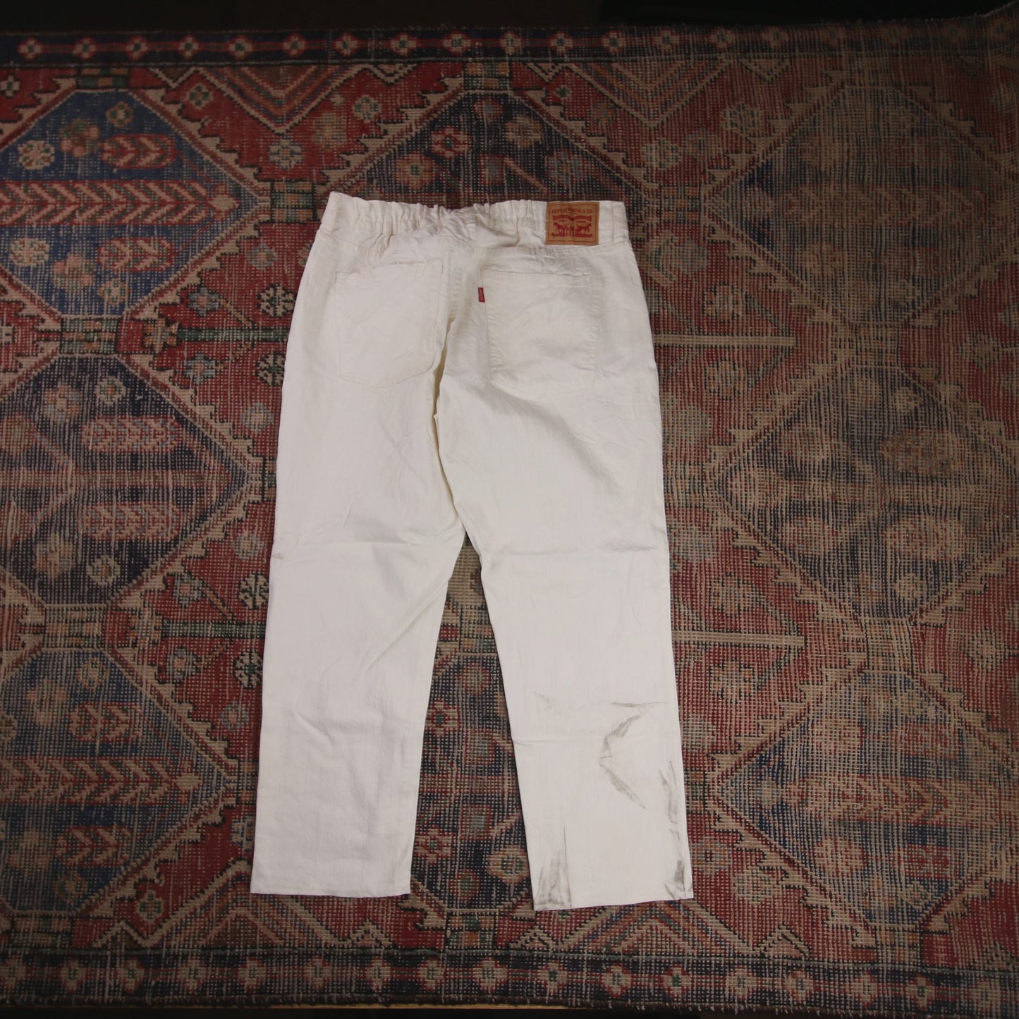 Levi's W32 L23 Straight Leg Loose Fit White Denim Jeans