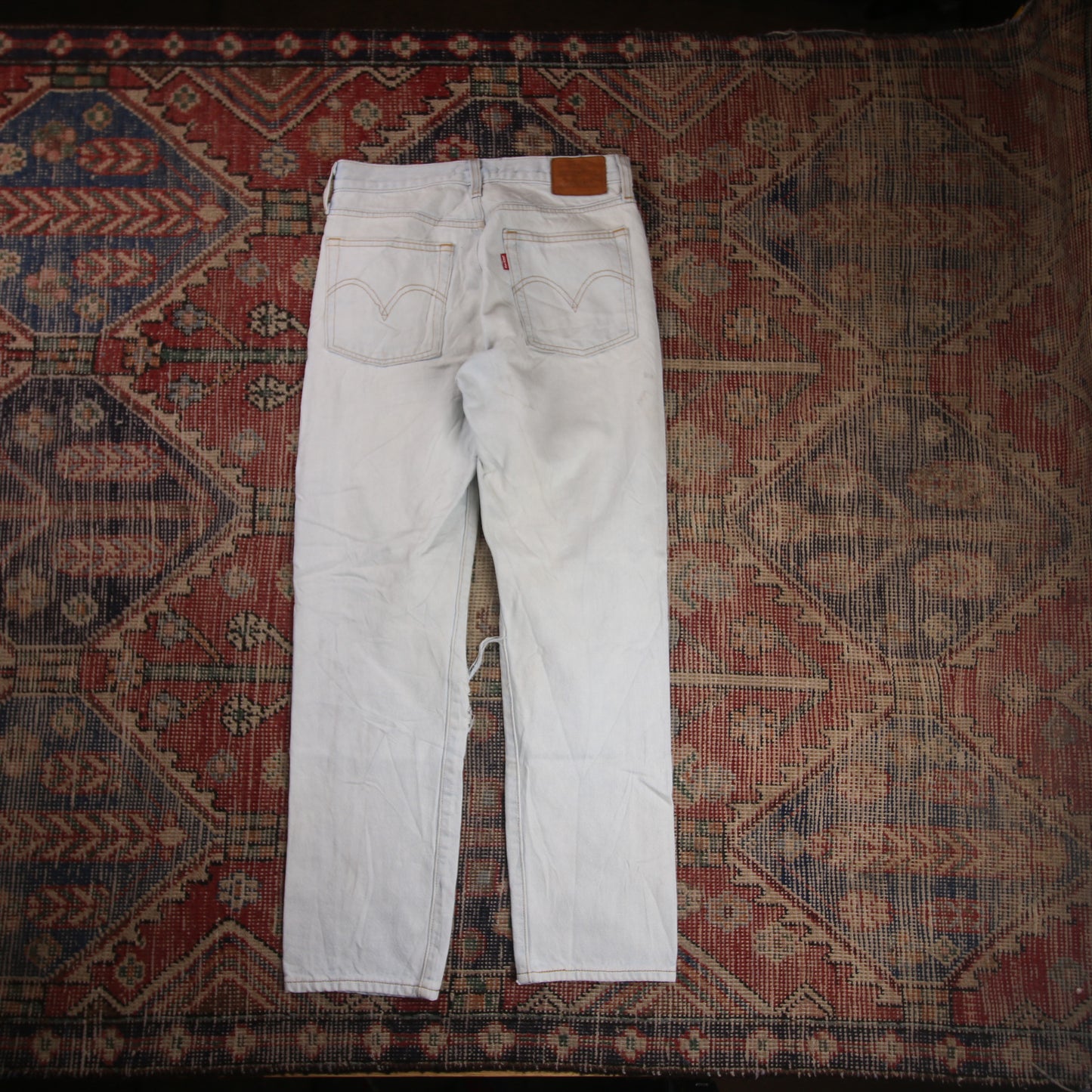 Levi's W28 L27 Straight Leg Classic Ripped Style Blue Denim Jeans