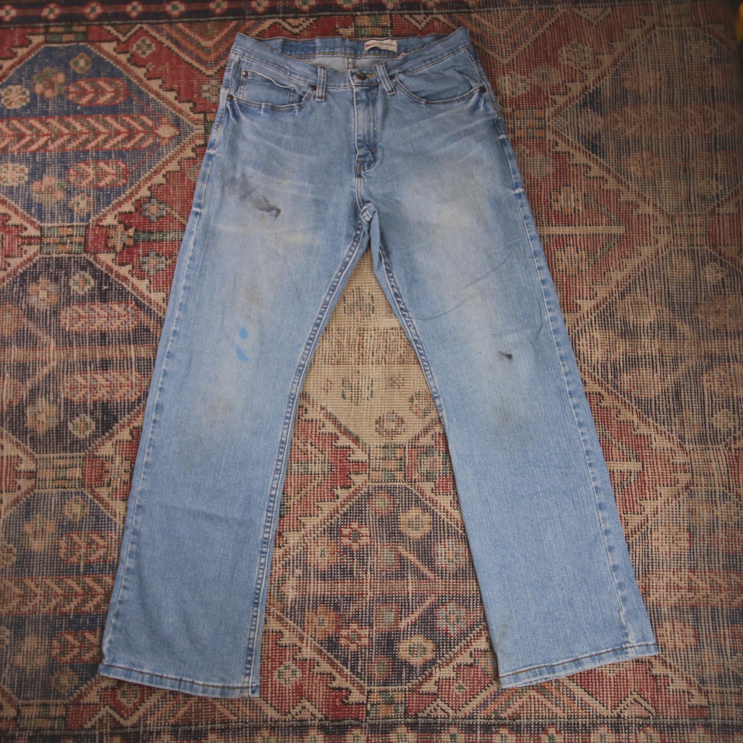 Wrangler W32 L29 Straight Leg Relaxed Fit Blue Denim Jeans