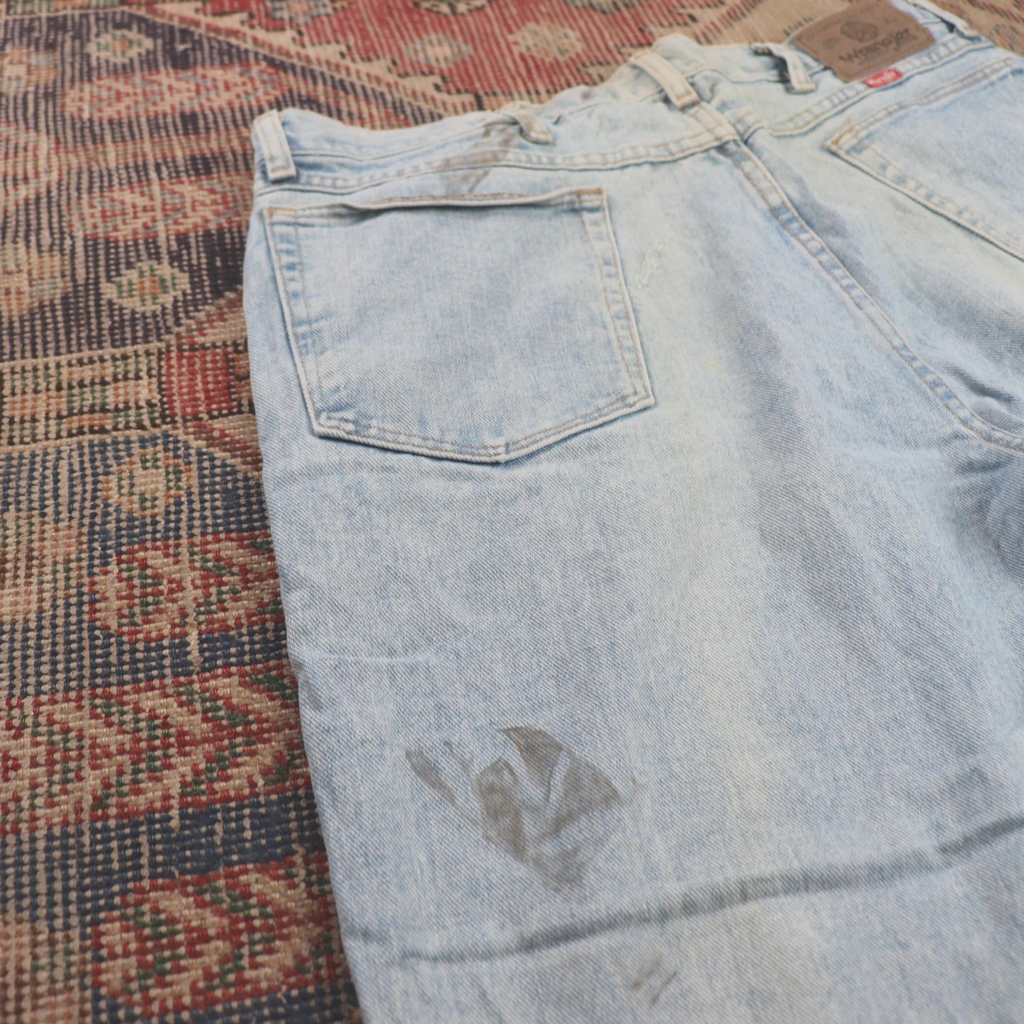 Wrangler W36 L28 Straight Leg Relaxed Fit Blue Denim Jeans