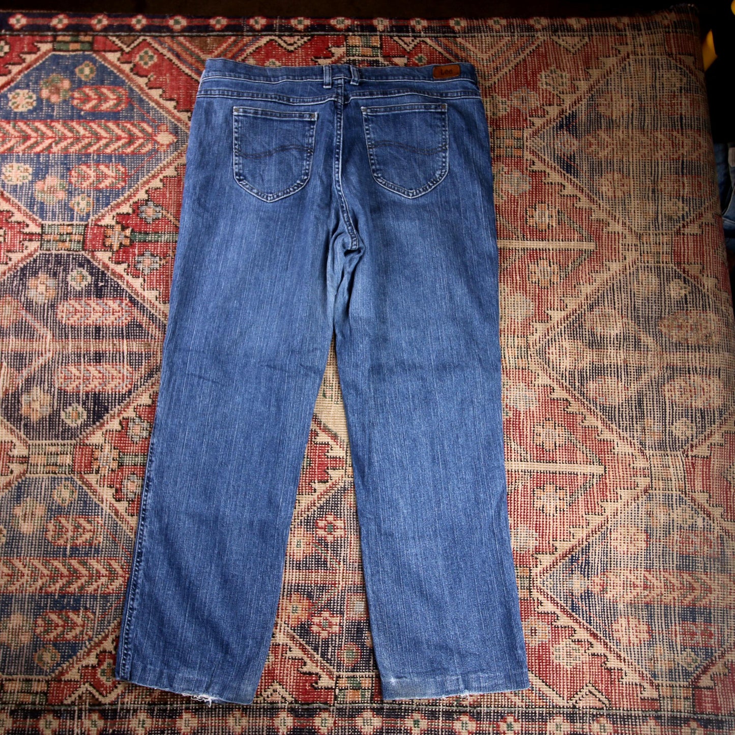 Lee W38 L29 Straight Leg Relaxed Fit Blue Denim Jeans