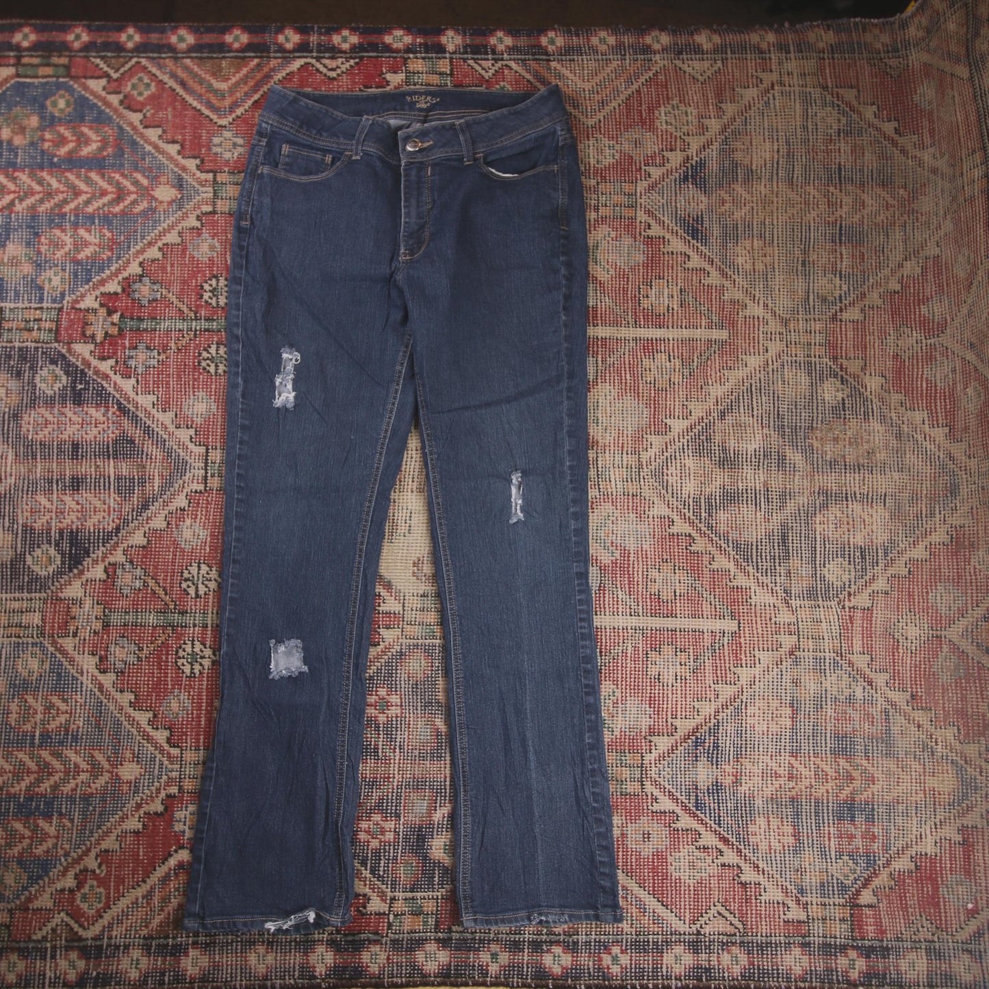 Lee W32 L30 Straight Leg Loose Fit Classic Ripped Style Blue Denim Jeans