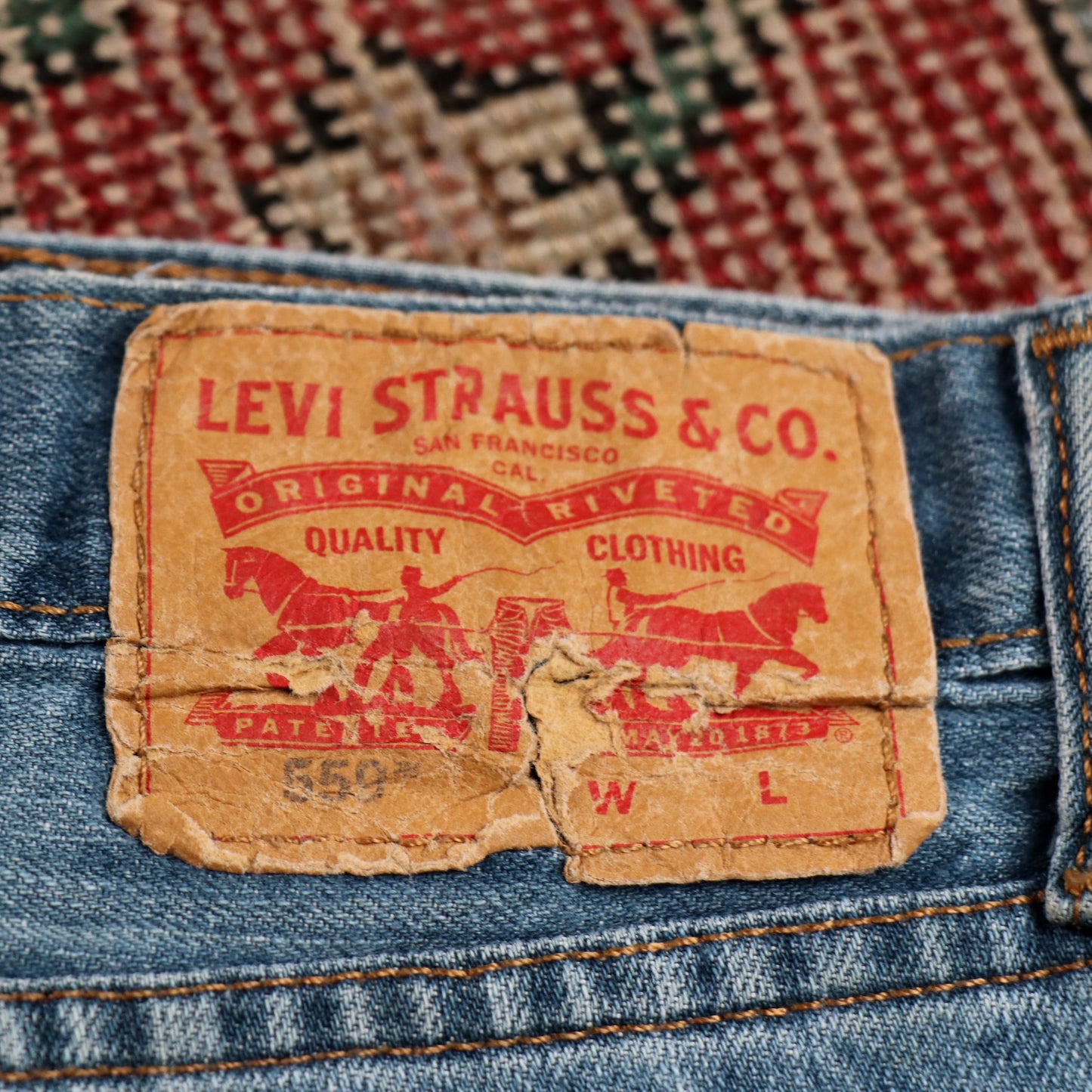 Levi's 559 W42 L26 Straight Leg Relaxed Fit Blue Denim Jeans