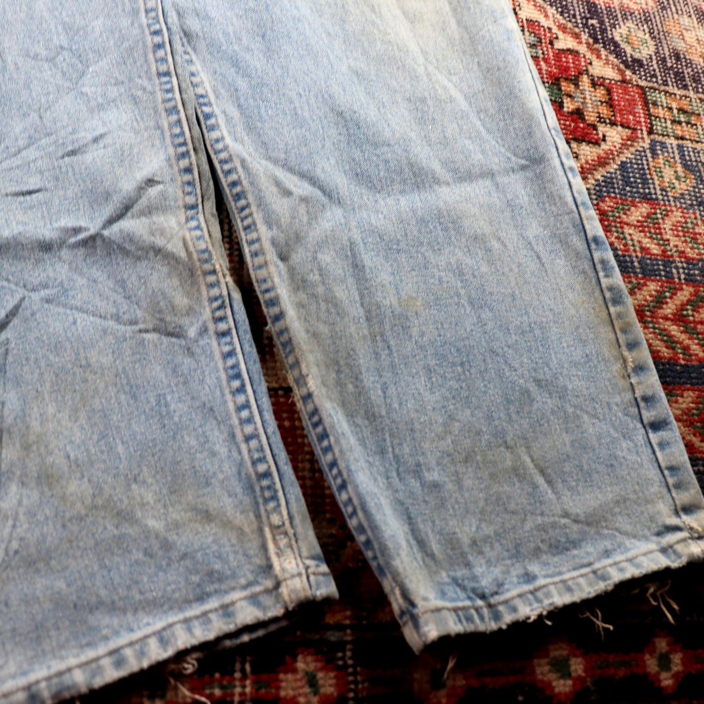 Wrangler W44 L29 Baggy Classic Ripped Style Blue Denim Jeans