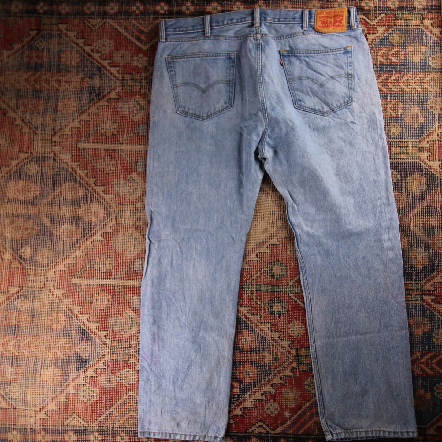 Levi's 505 Orange Tab W42 L28 Straight Leg Regular Fit Blue Denim Jeans