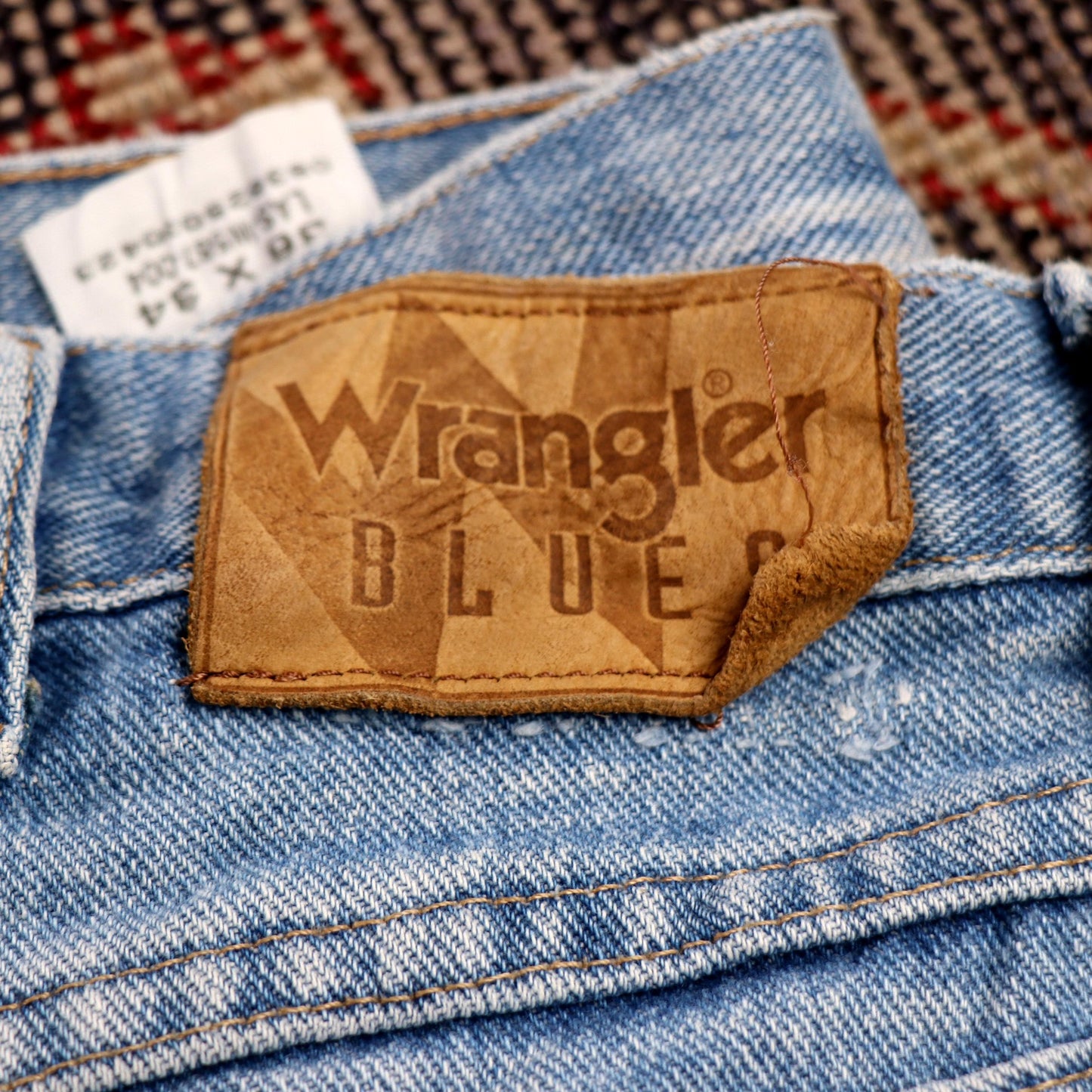 Wrangler W36 L34 Straight Leg Relaxed Fit Blue Denim Jeans