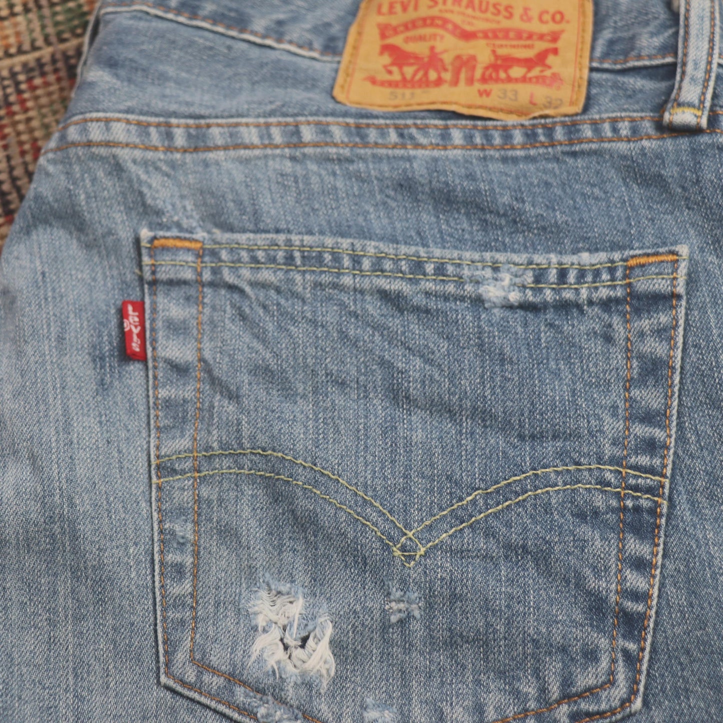 Levi's 511 W34 L32 Slim Fit Classic Ripped Style Blue Denim Jeans