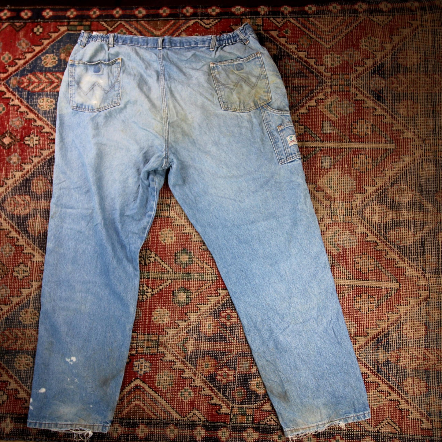 Wrangler W40 L30 Carpenter Style Classic Ripped Style Blue Denim Jeans