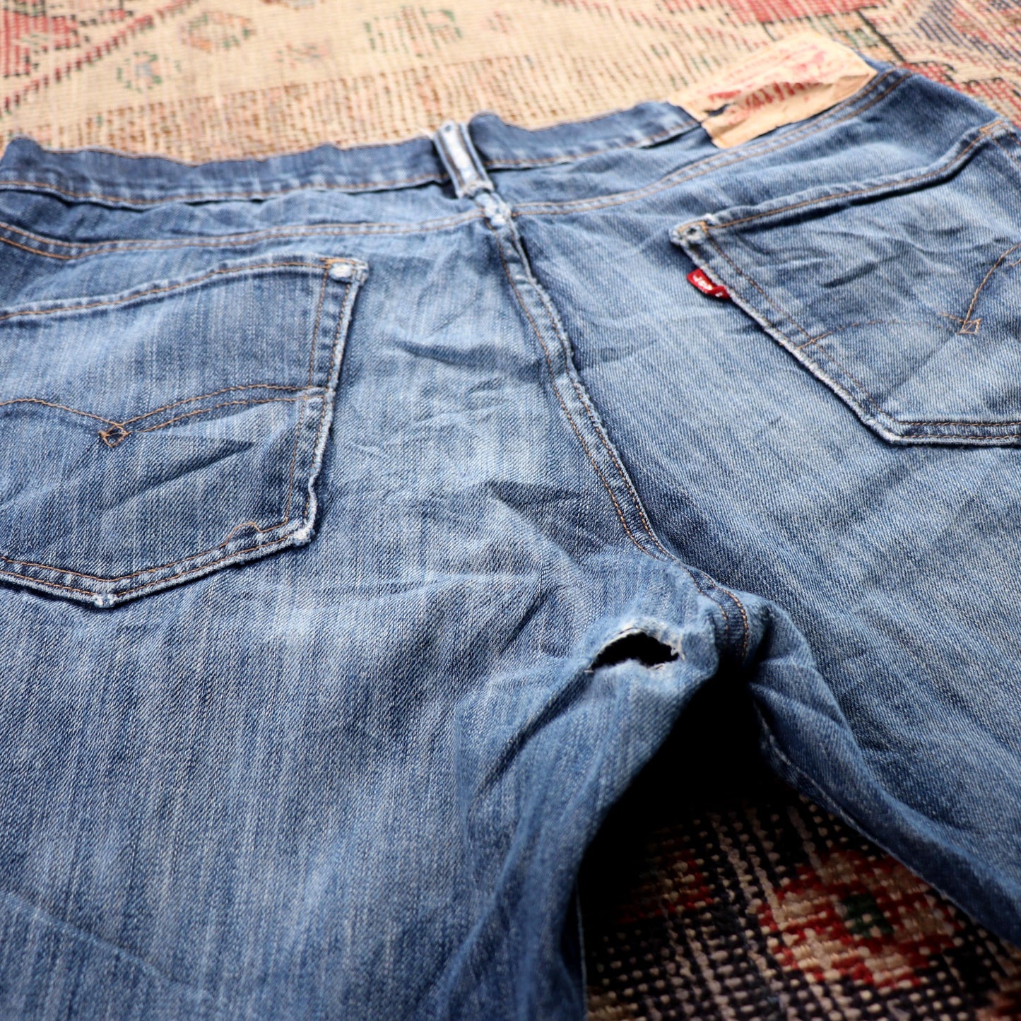 Levi's W34 L29 Straight Leg Classic Ripped Style Blue Denim Jeans