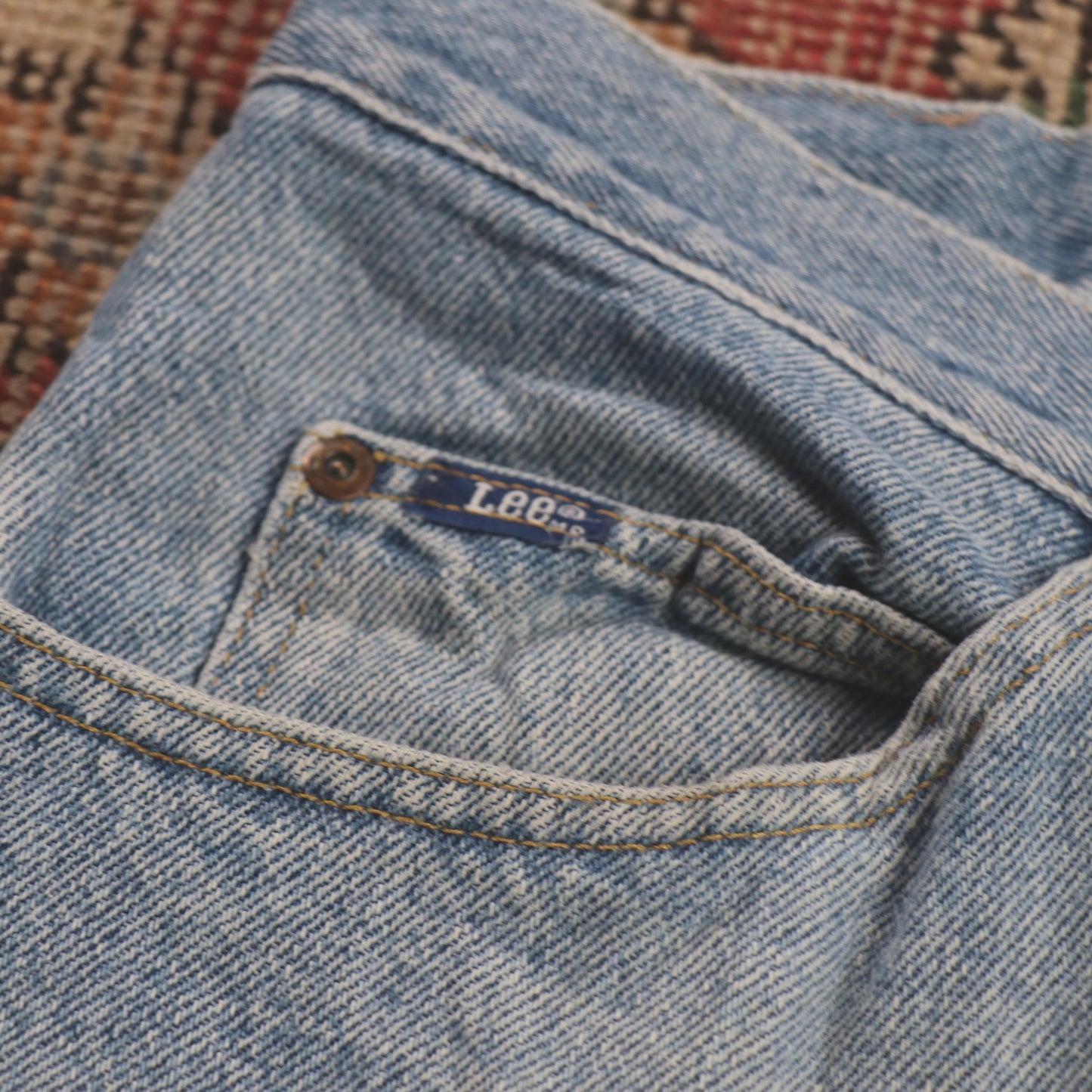 Lee W38 L28 Straight Leg Loose Fit Blue Denim Jeans