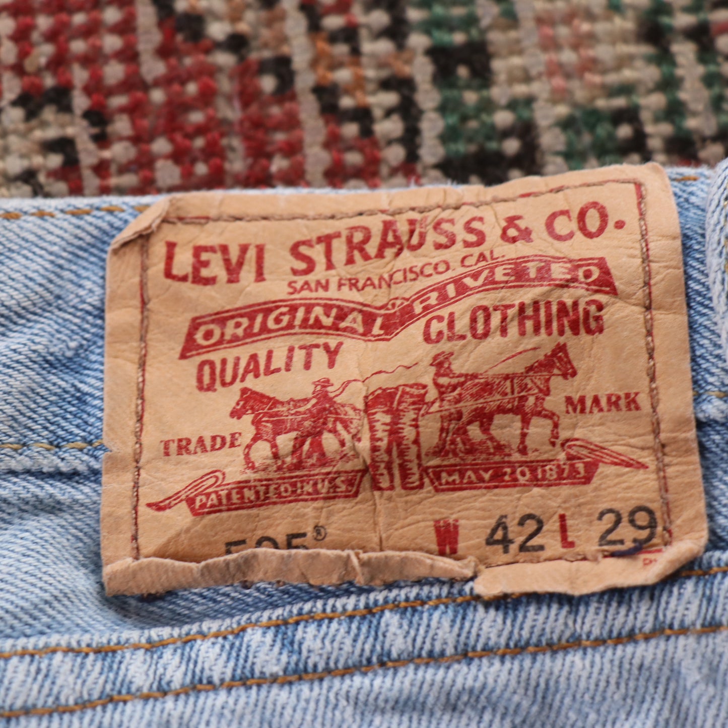 Levi's 505 Red Tab W42 L29 Straight Leg Regular Fit Blue Denim Jeans