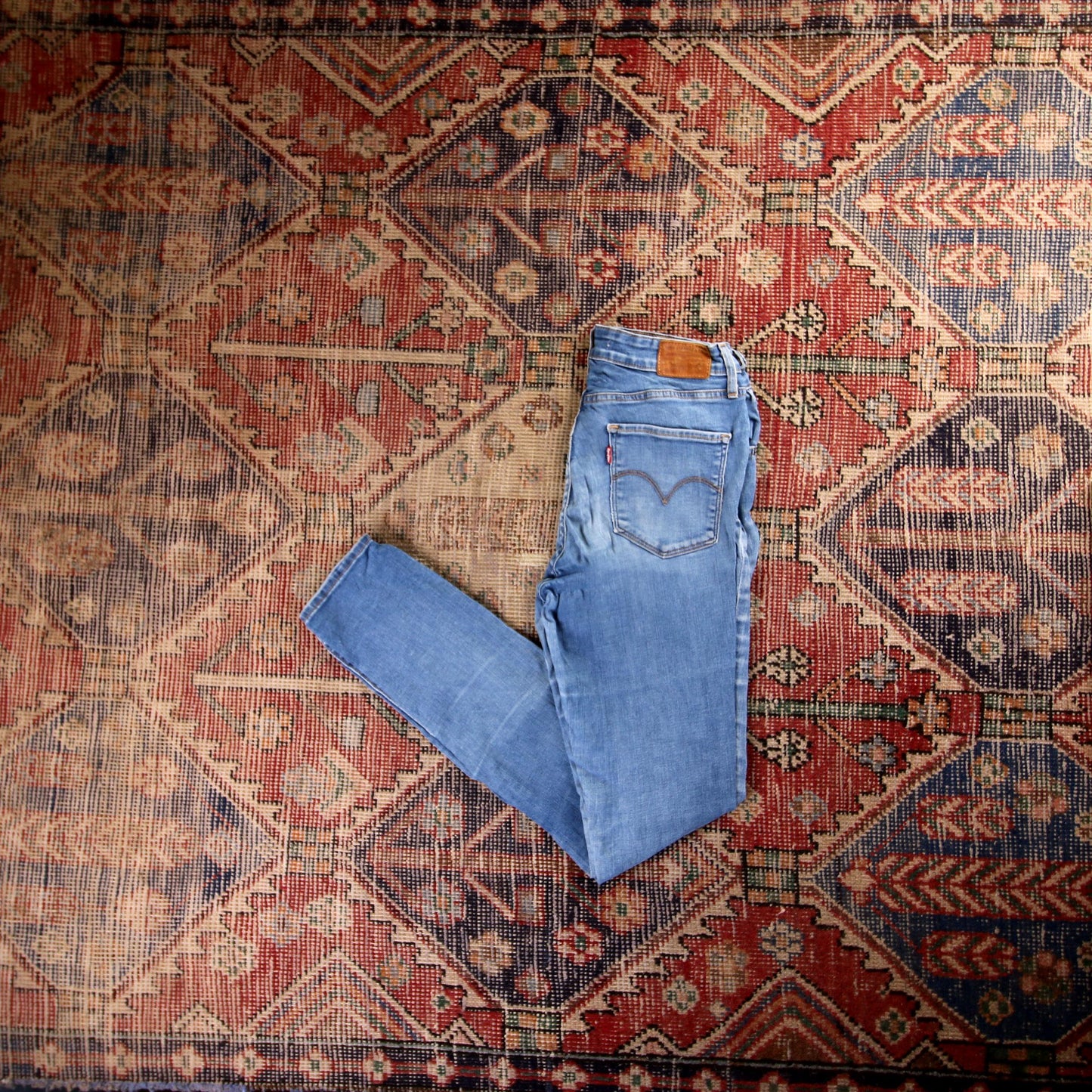 Levi's 721 Red Tab W26 L30 Skinny Classic Ripped Style Blue Denim Jeans