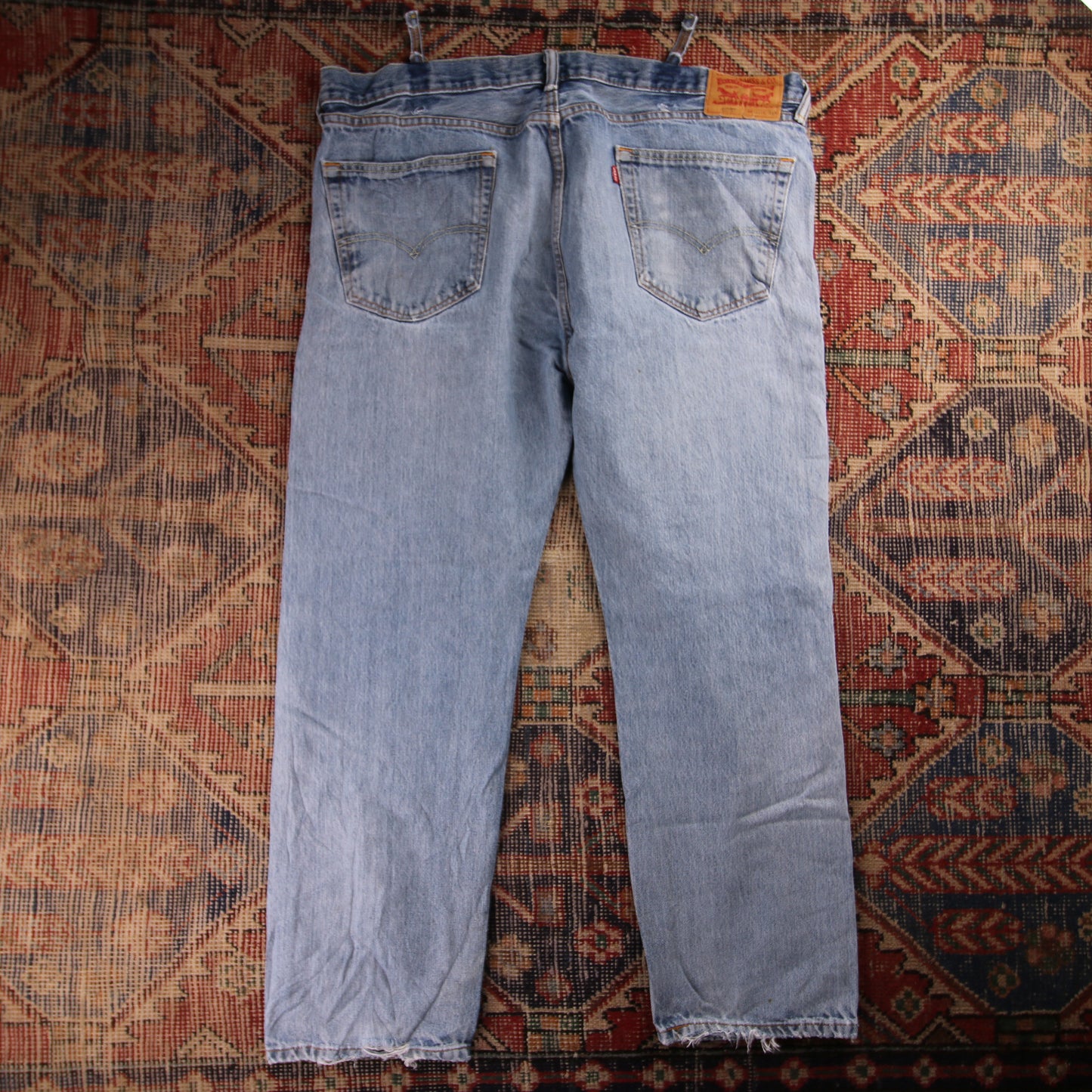 Levi's 505 Orange Tab W42 L30 Straight Leg Regular Fit Classic Ripped Style Blue