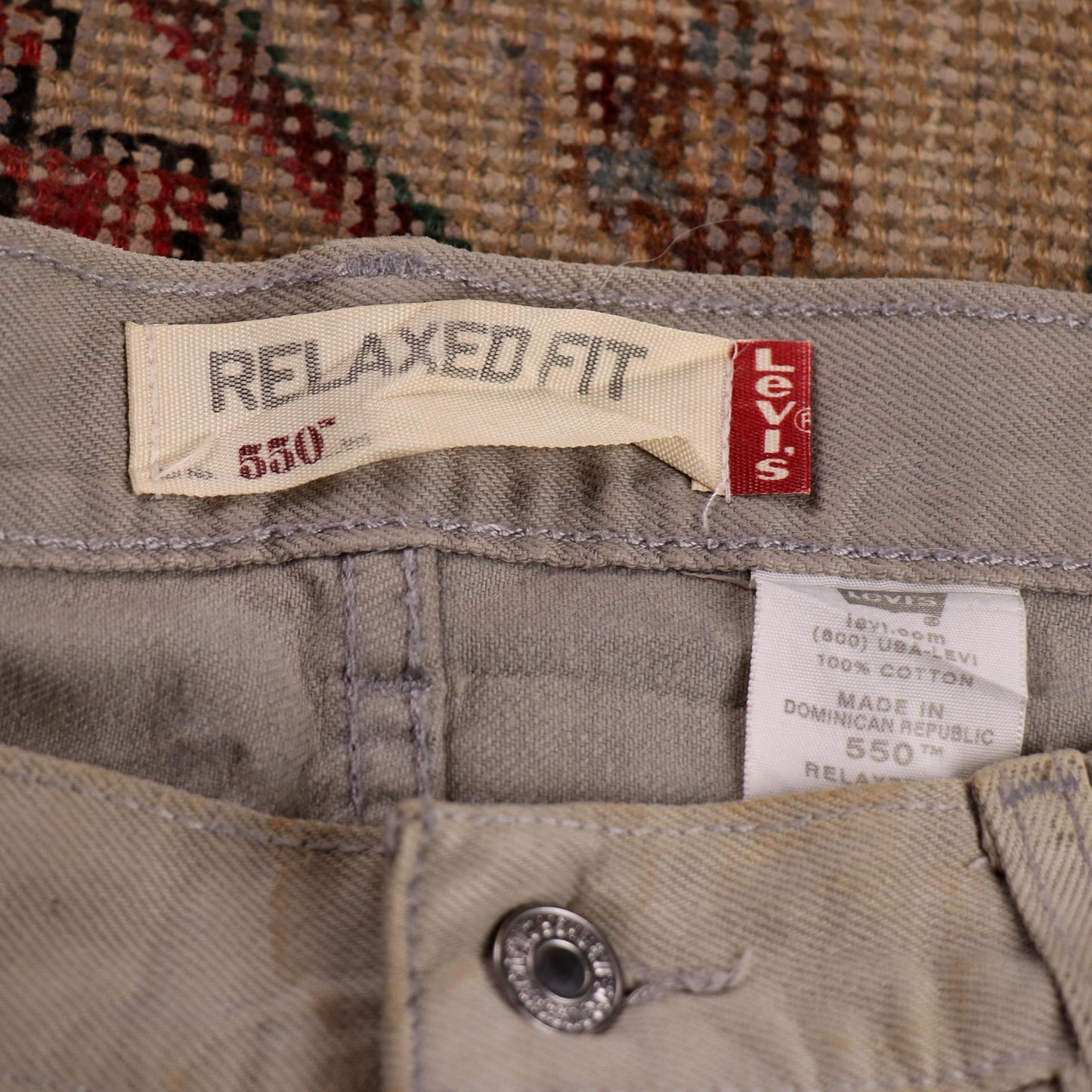 Levi's 550 W36 L34 Tapered Leg Relaxed Fit Beige Denim Jeans