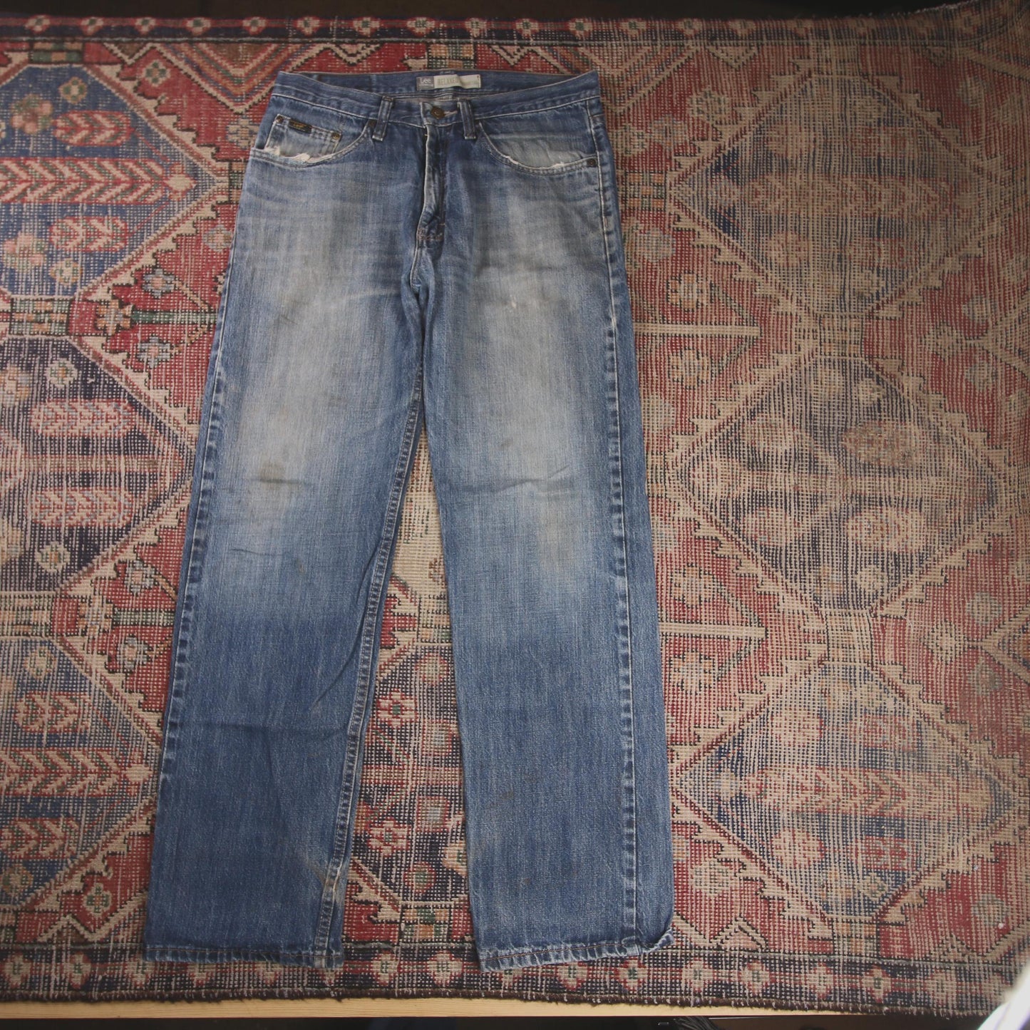 Lee W32 L30 Straight Leg Blue Denim Jeans