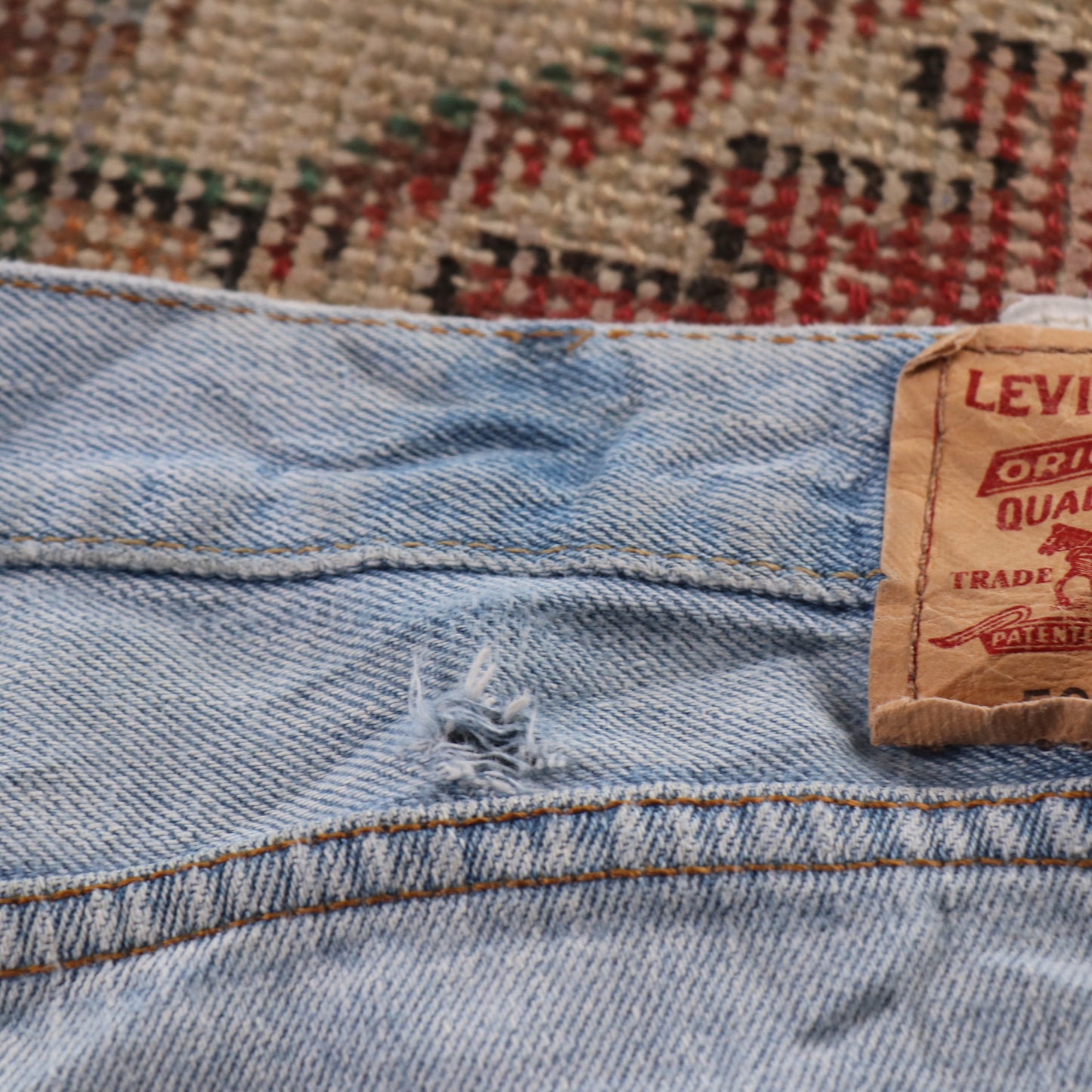 Levi's 505 Red Tab W42 L29 Straight Leg Regular Fit Blue Denim Jeans