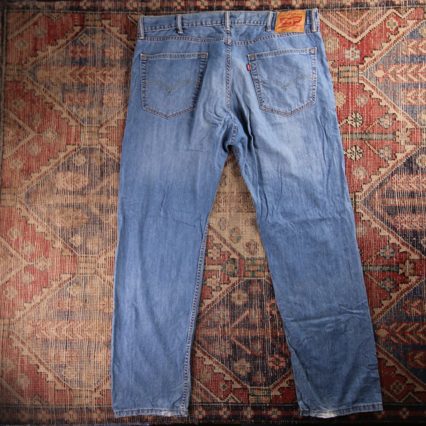 Levi's 505 Orange Tab W40 L31 Straight Leg Regular Fit Blue Denim Jeans