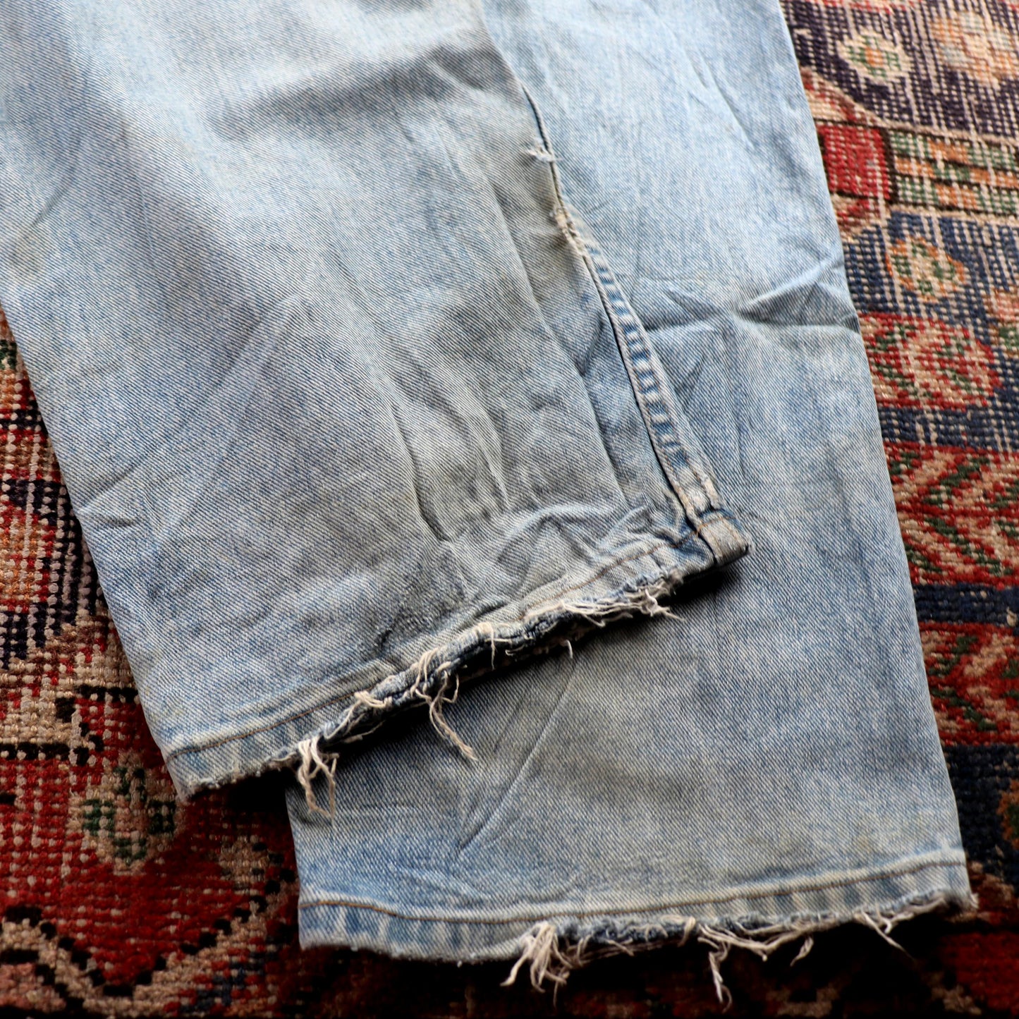 Wrangler W44 L29 Baggy Classic Ripped Style Blue Denim Jeans