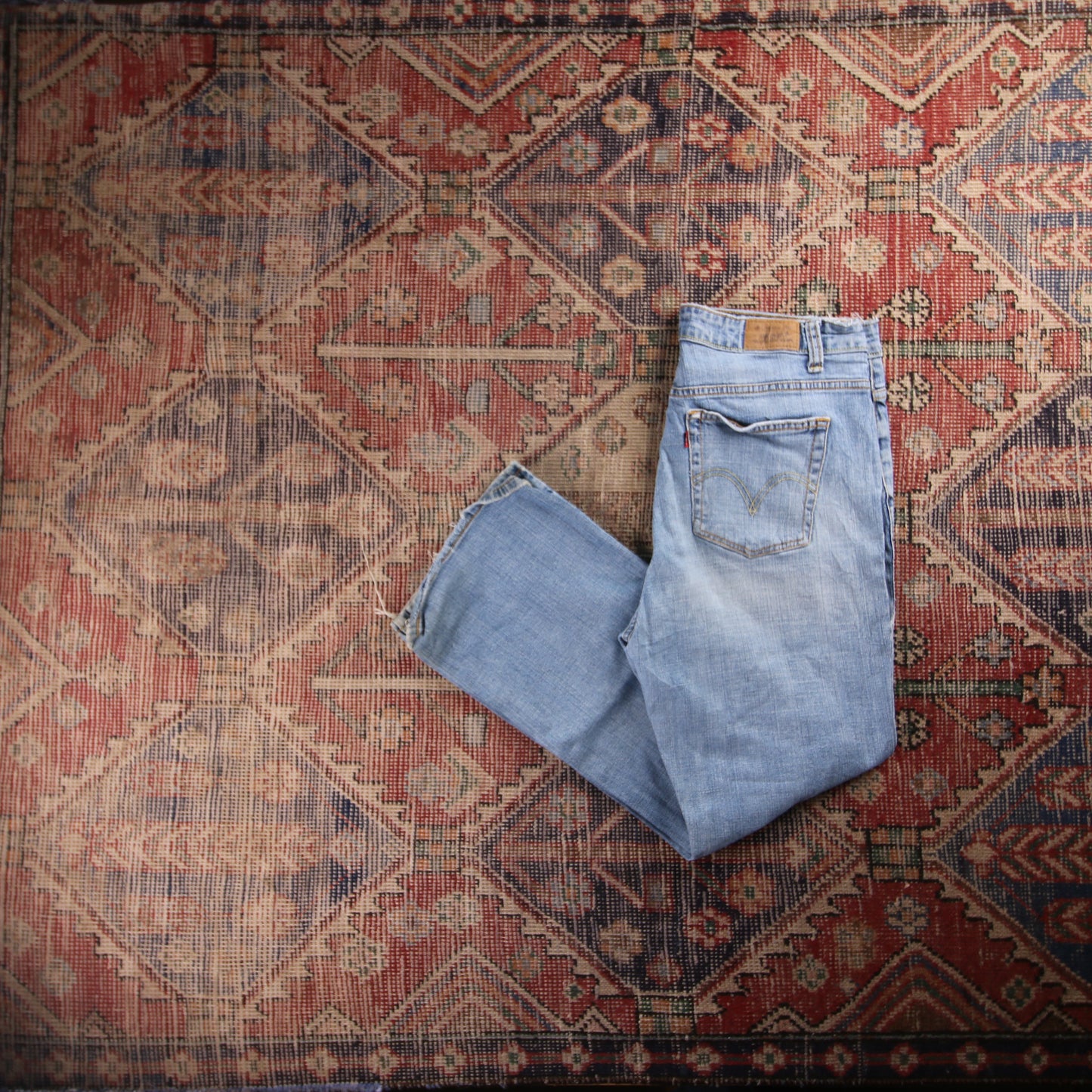 Levi's 525 Red Tab W34 L28 Bootcut Slim Fit Blue Denim Jeans