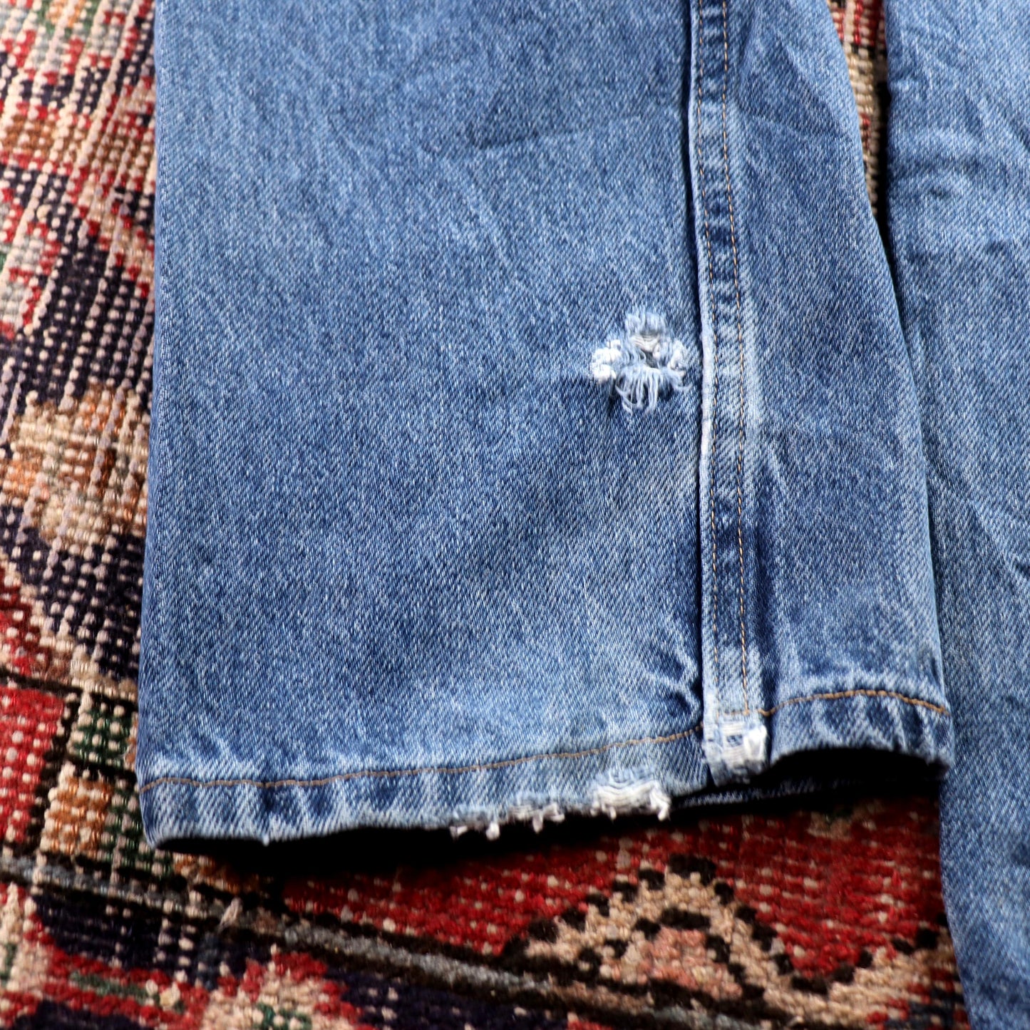Wrangler Orange Tab W36 L33 Straight Leg Classic Ripped Style Blue Denim Jeans