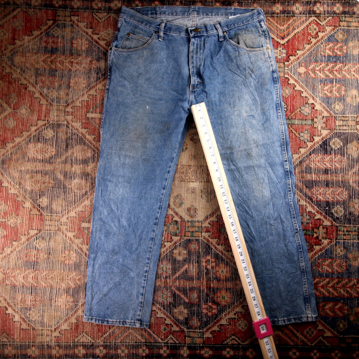 Wrangler W38 L30 Straight Leg Blue Denim Jeans