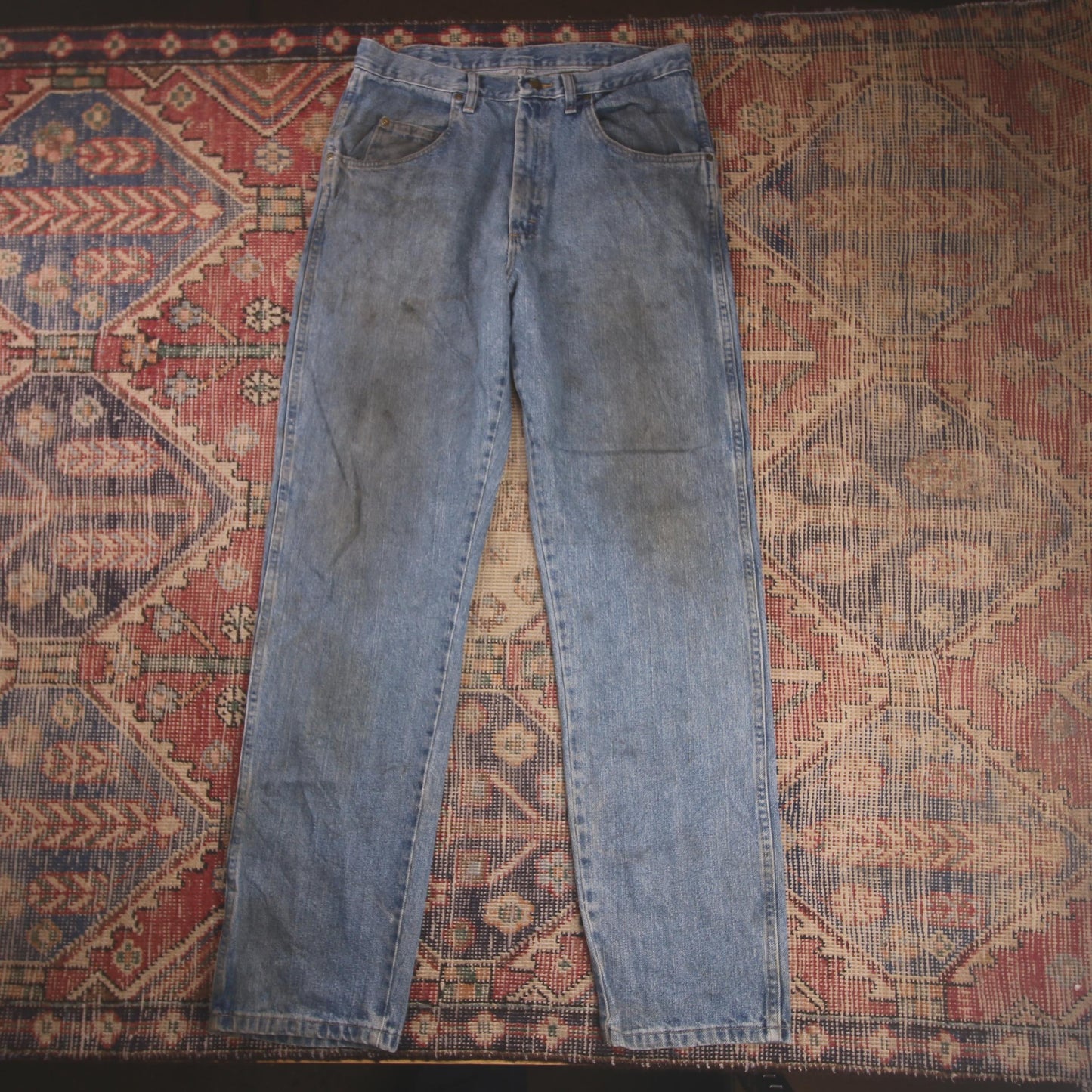 Wrangler W32 L33 Straight Leg Regular Fit Blue Denim Jeans