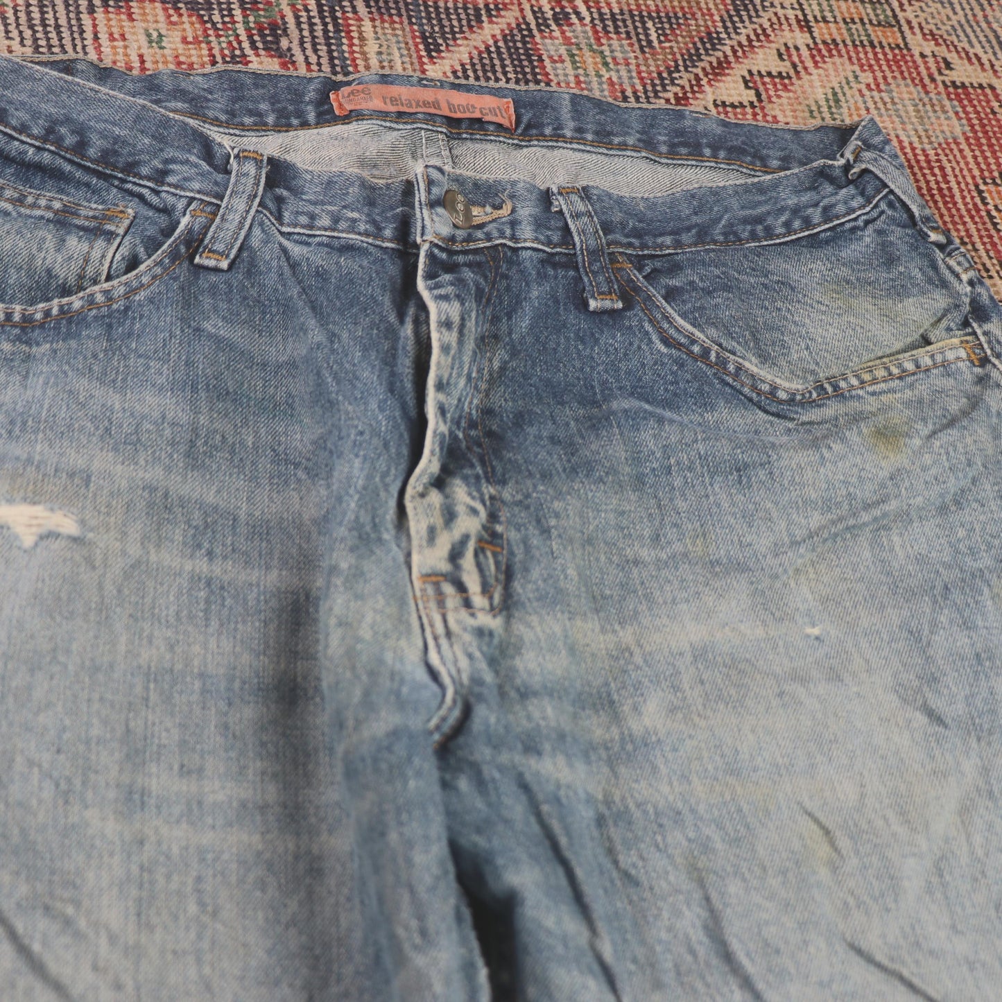 Lee W34 L30 Bootcut Relaxed Fit Classic Ripped Style Blue Denim Jeans