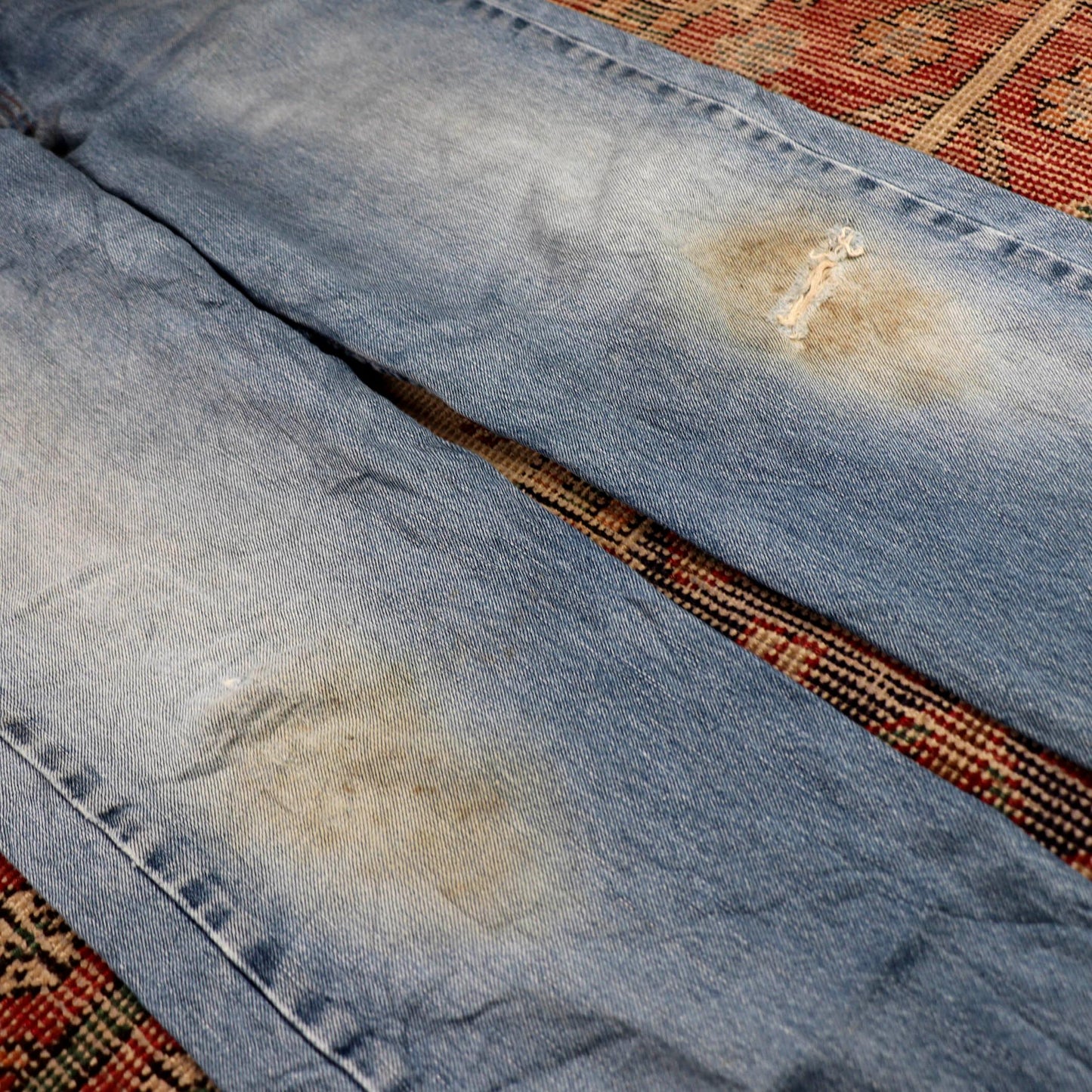 Levi's 505 W34 L31 Straight Leg Regular Fit Classic Ripped Style Blue Denim Jean