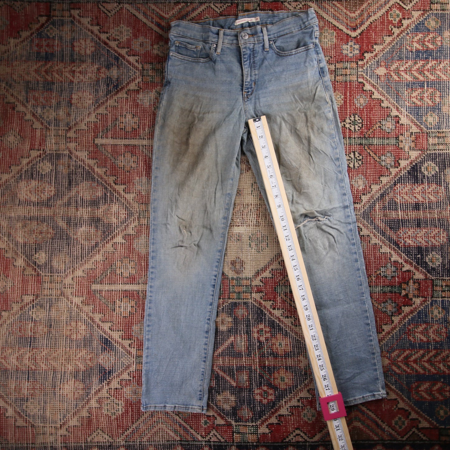 Levi's 314 W30 L28 Skinny Classic Ripped Style Blue Denim Jeans