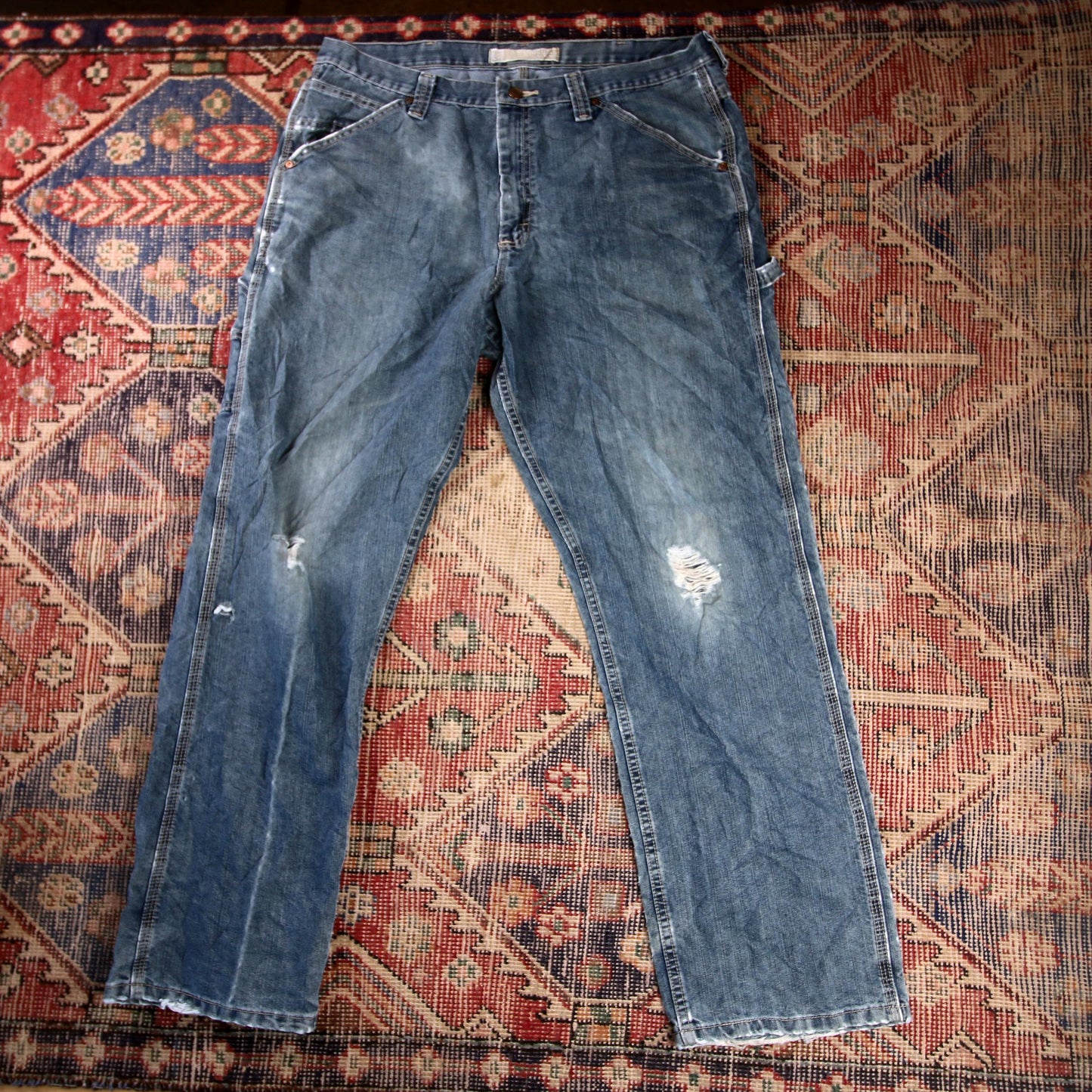 Lee W36 L31 Carpenter Classic Ripped Style Blue Denim Jeans