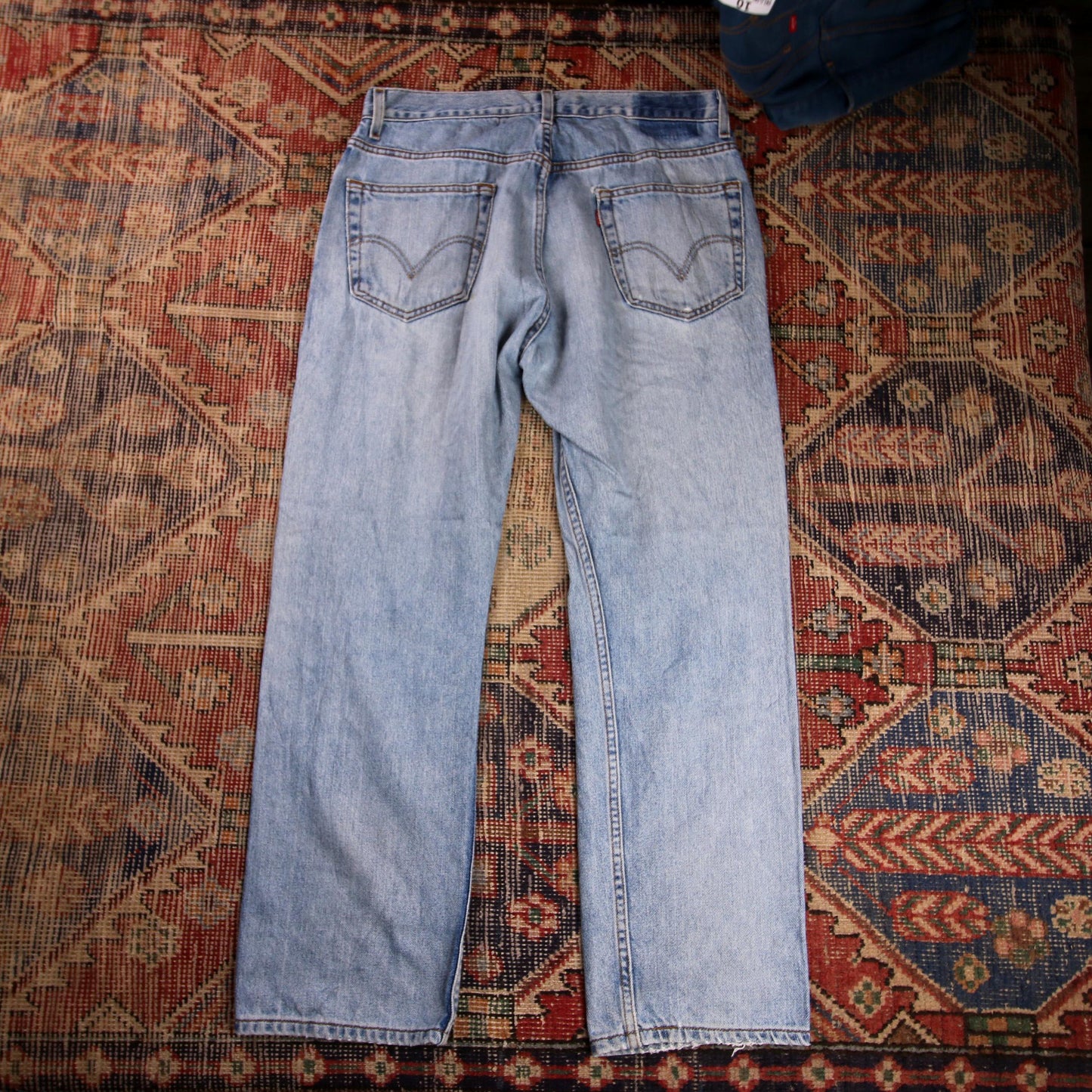 Levi's 505 W34 L30 Straight Leg Regular Fit Classic Ripped Style Blue Denim Jean
