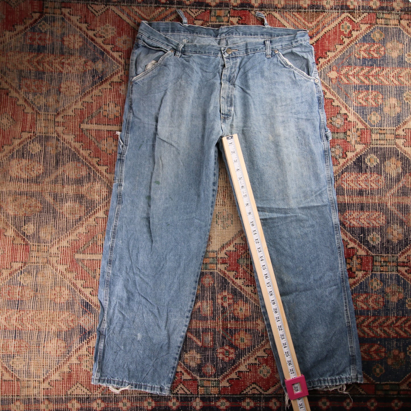 Wrangler W38 L29 Relaxed/Carpenter Classic Ripped Style Blue Denim Jeans