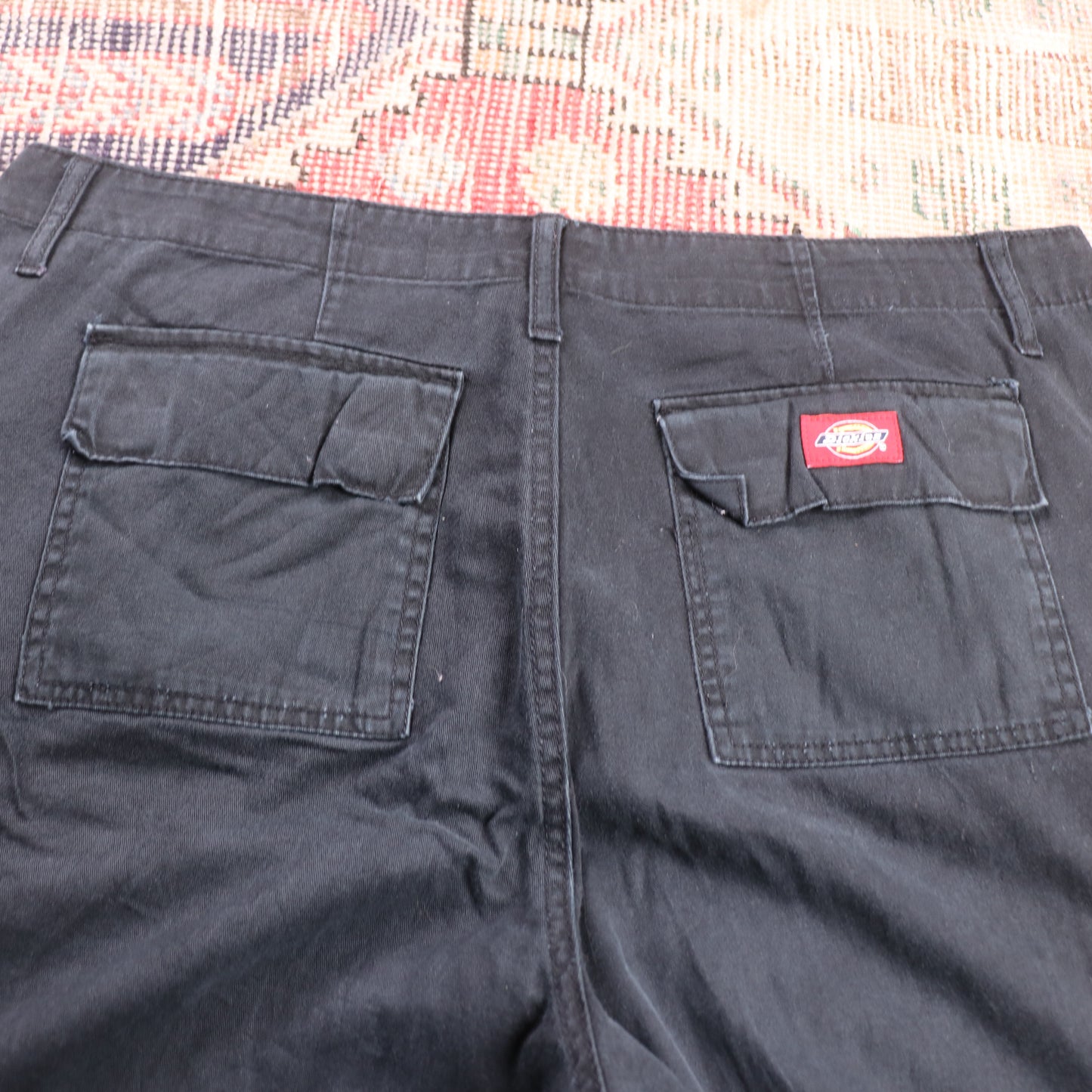 Dickies Double Knee W34 L25 Cargo Trousers Black Cotton Blend Trousers