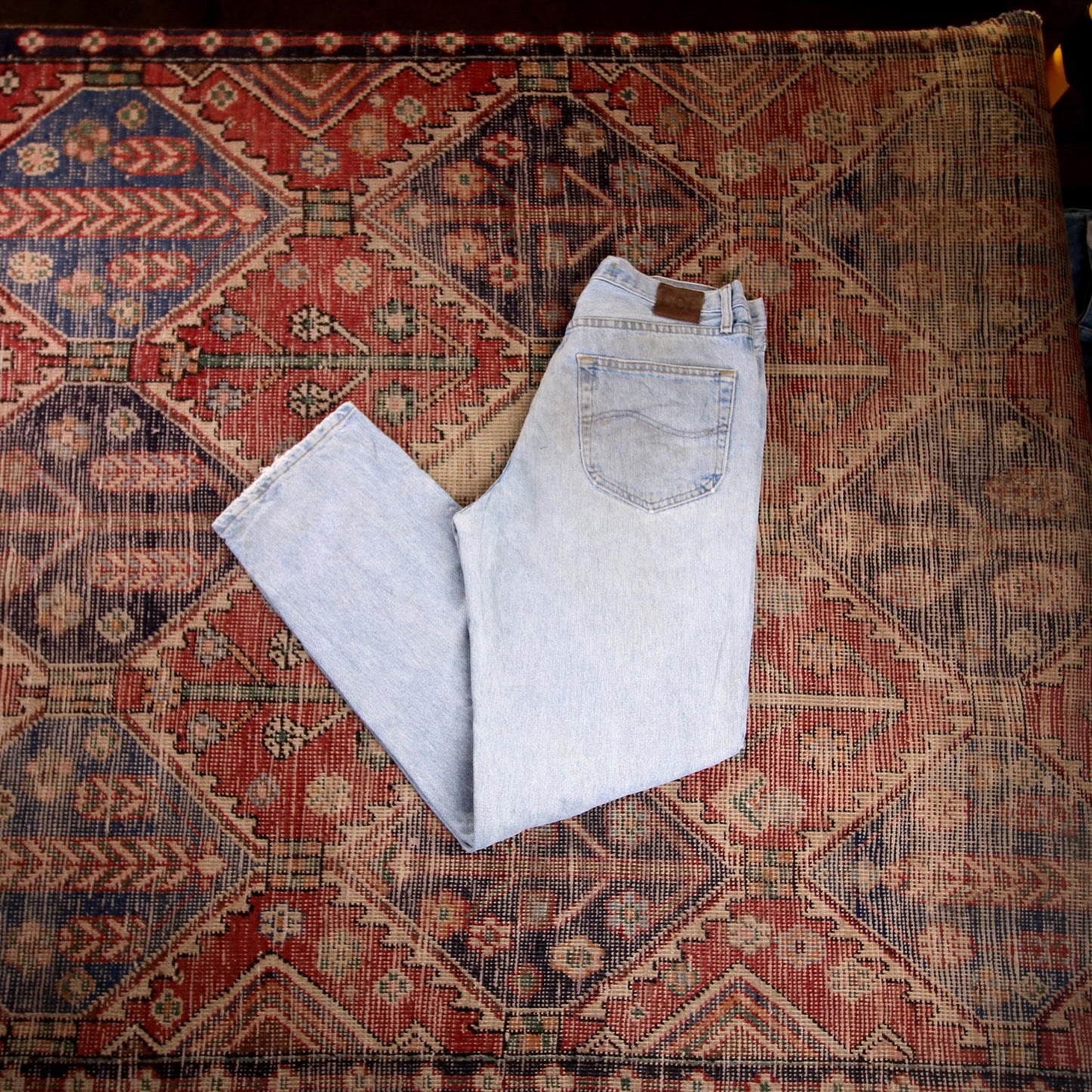 Lee W34 L32 Straight Leg Relaxed Fit Blue Denim Jeans