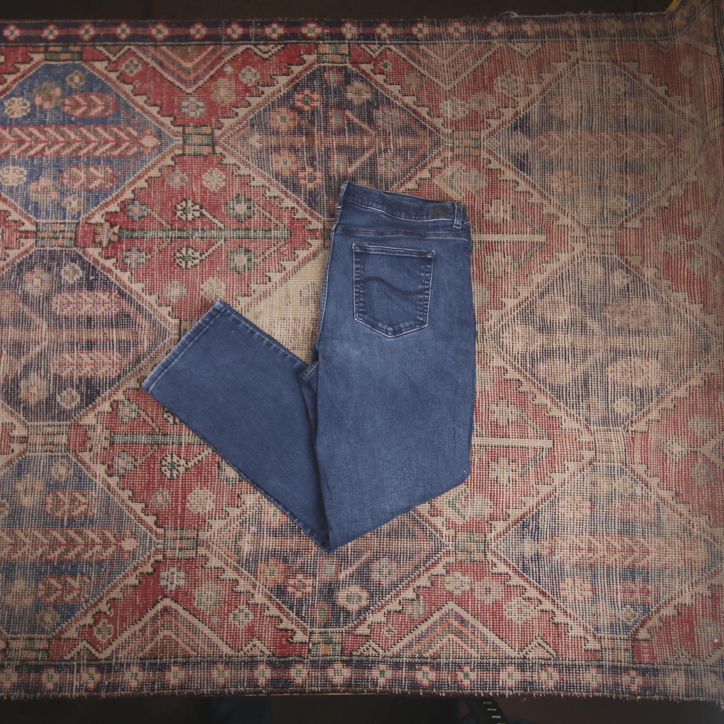 Lee W38 L29 Straight Leg Relaxed Fit Blue Denim Jeans