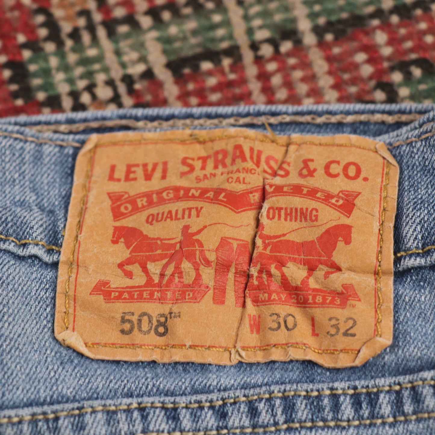 Levi's 508 W30 L30 Tapered Leg Regular Fit Classic Ripped Style Blue Denim Jeans