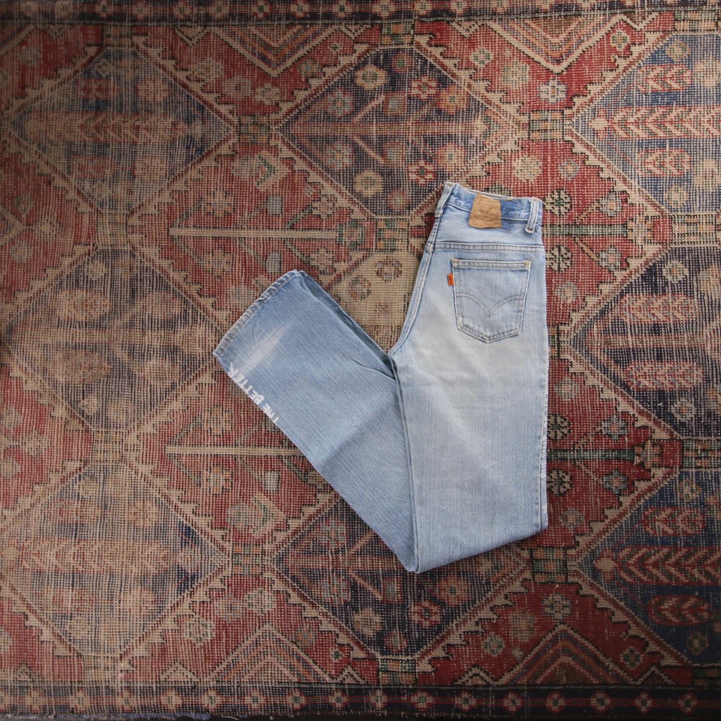 Levi's 501 Orange Tab W26 L34 Original Fit Blue Denim Jeans