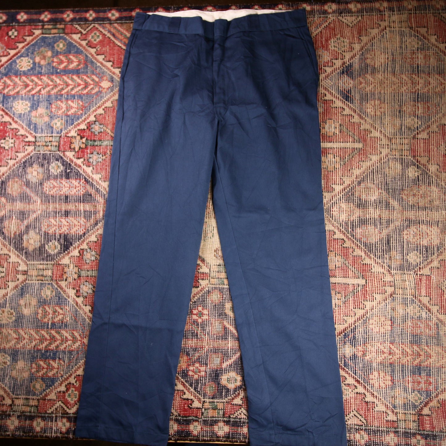Dickies W42 L34 Straight Leg Blue Cotton Blend Trousers