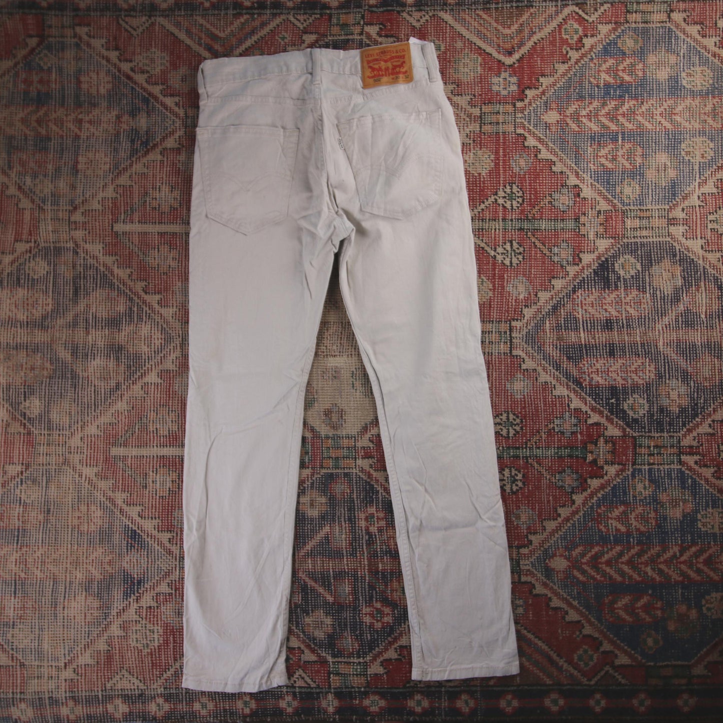 Levi's 502 White Tab W30 L29 Tapered Leg Regular Fit White Denim Jeans