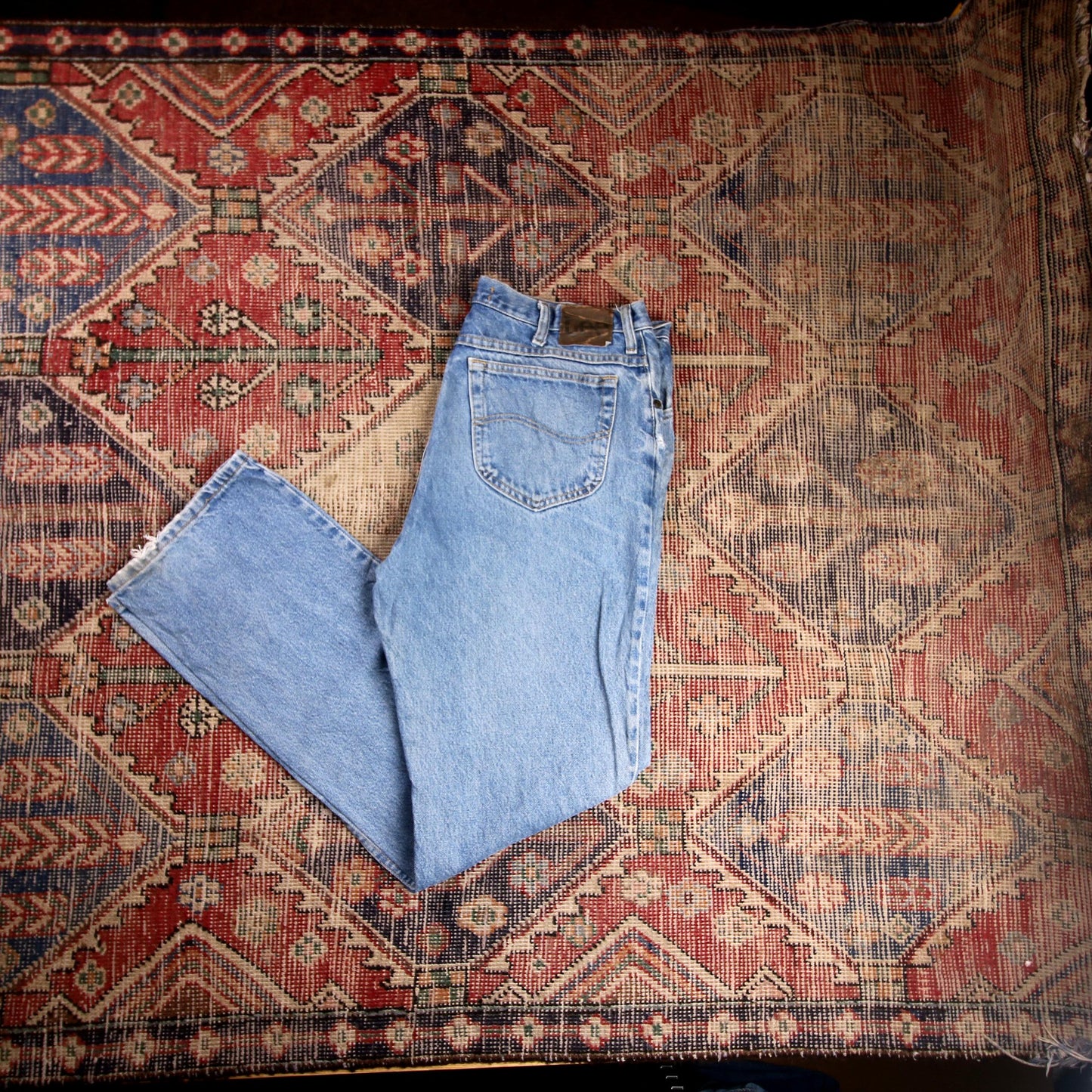 Lee W36 L32 Straight Leg Blue Denim Jeans