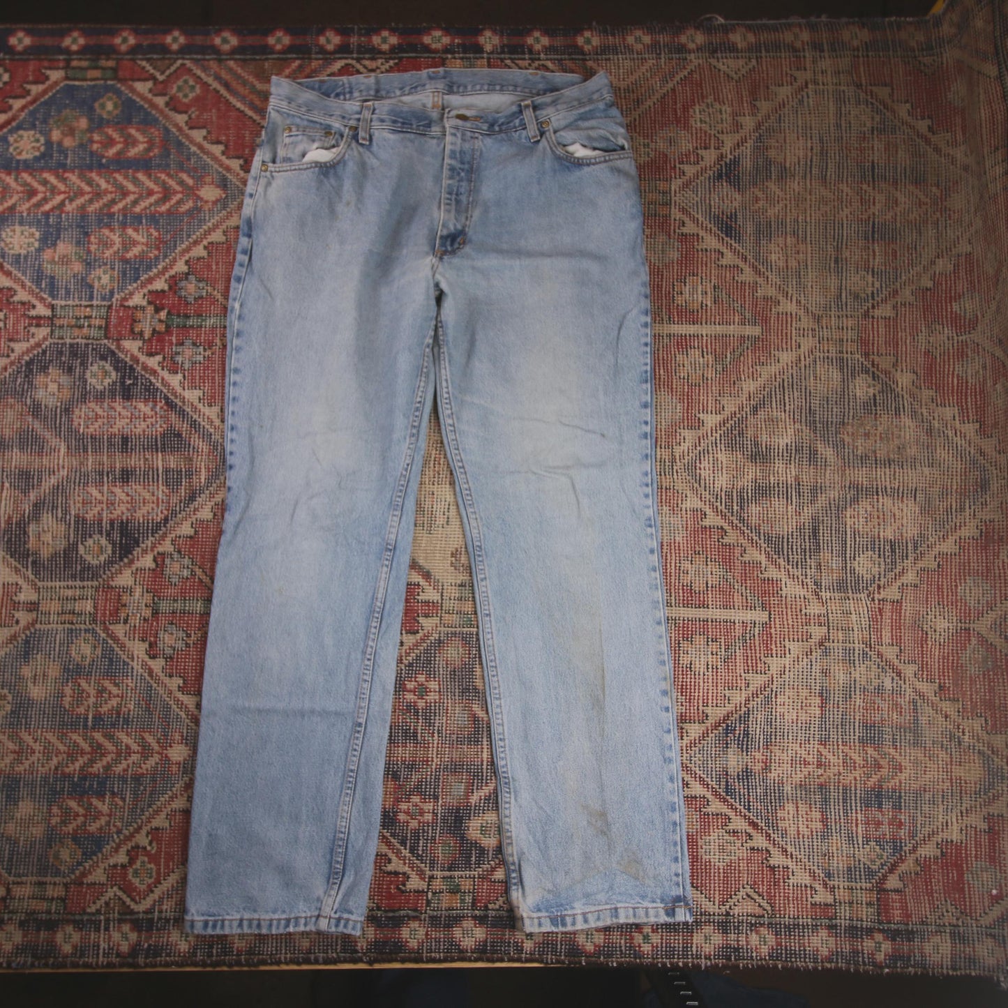 Wrangler W36 L31 Straight Leg Relaxed Fit Blue Denim Jeans